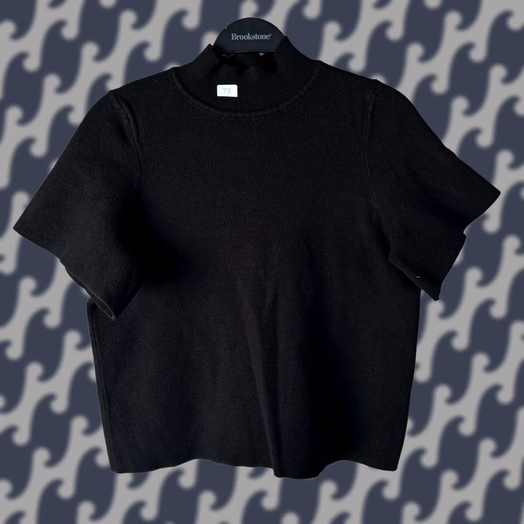 Anthropologie VINTAGE Anthropologie Moth Black Mock Neck Short Sleeve Cashmere Blend Sweater Small Size S / US 4 / IT 40 - 1 Thumbnail