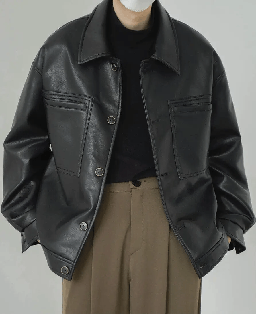 Japanese Brand × Vintage Korean fashion retro faux leather jacket Size US XL / EU 56 / 4 - 1 Thumbnail