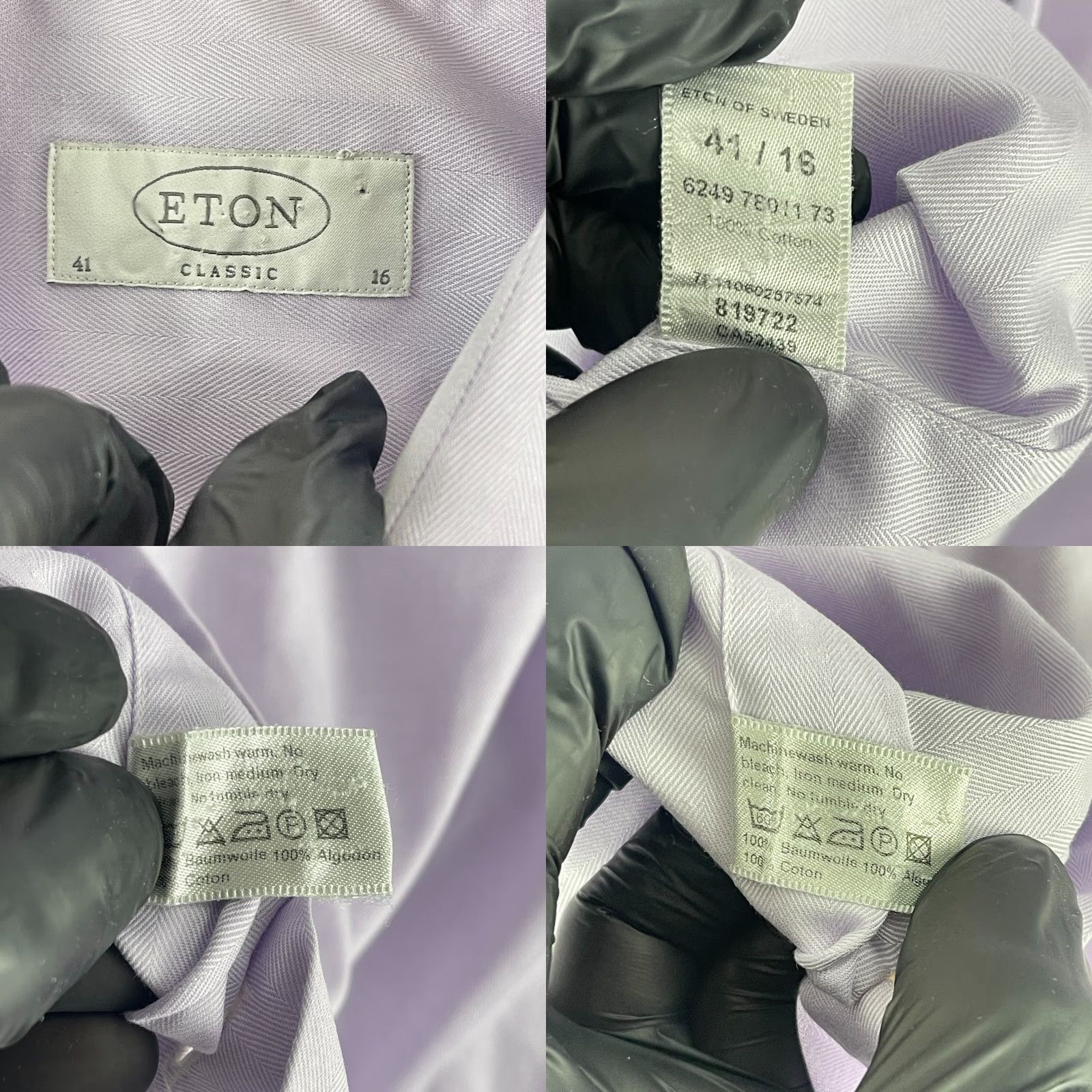 Eton Eton Purple Classic Fit Button-Up Dress Shirt Mens Long Sleeve 100% Cotton Size Large Size 42R - 8 Thumbnail