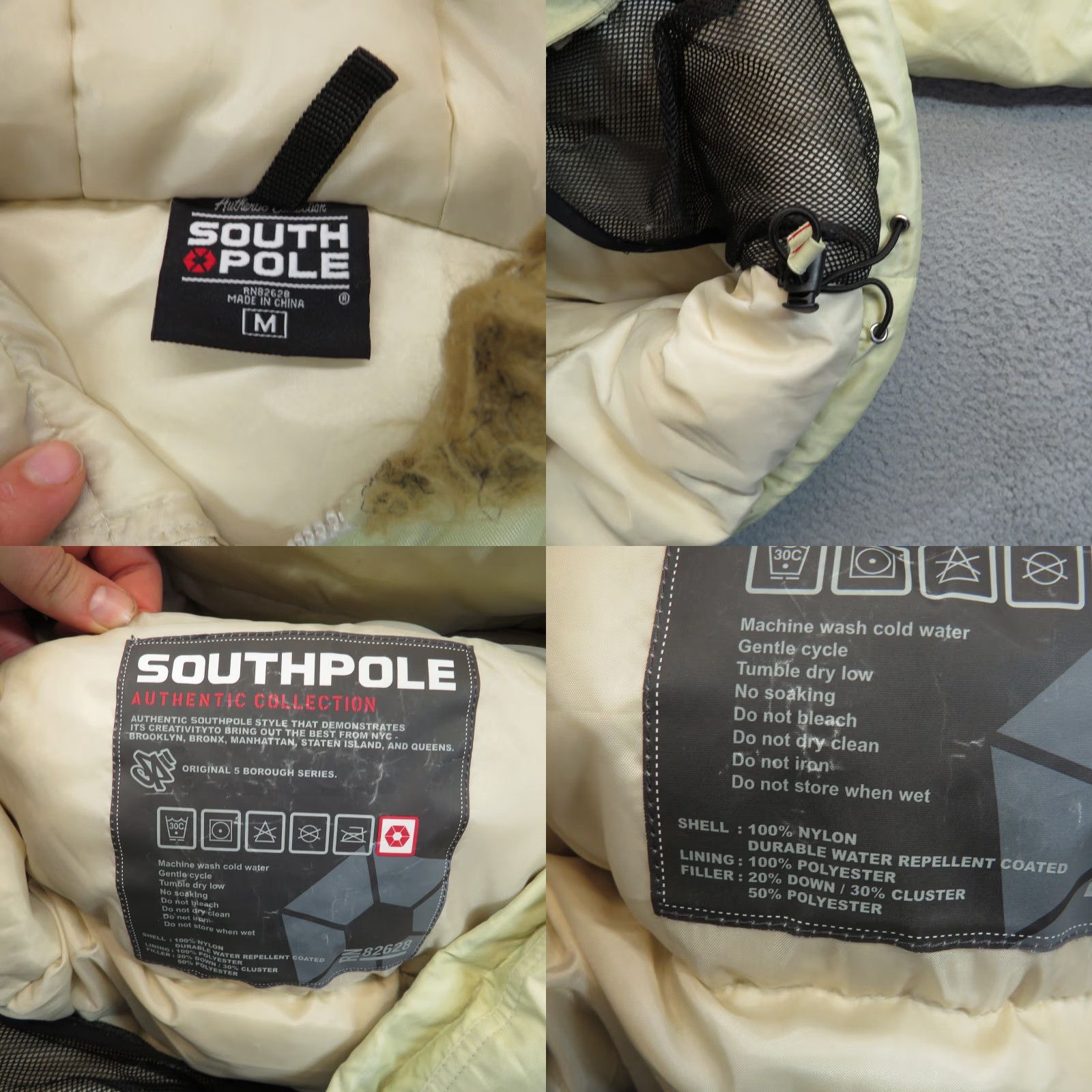 Southpole VTG Southpole Jacket Mens Medium Goose Down Puffer Y2K Fur Hood Hip Hop Coat Zip Size US M / EU 48-50 / 2 - 8 Thumbnail