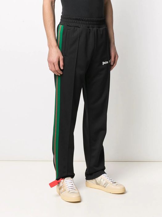 Palm Angels Black And Green College Logo Track Pants