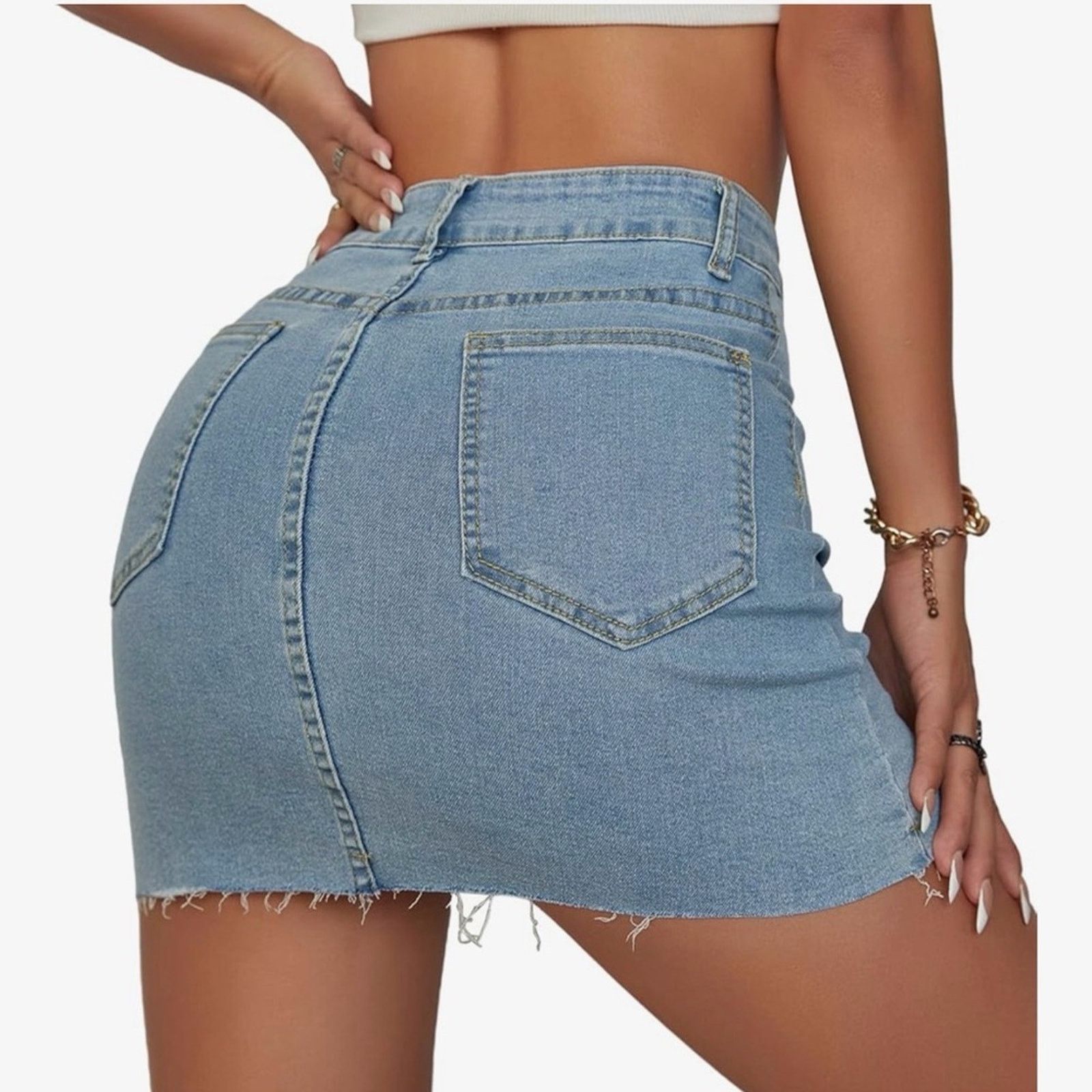 Other Y2K 85% Cotton Stylish Blue Denim Skirt with Lace up size S Size 25" / US 0 / IT 36 - 5 Thumbnail