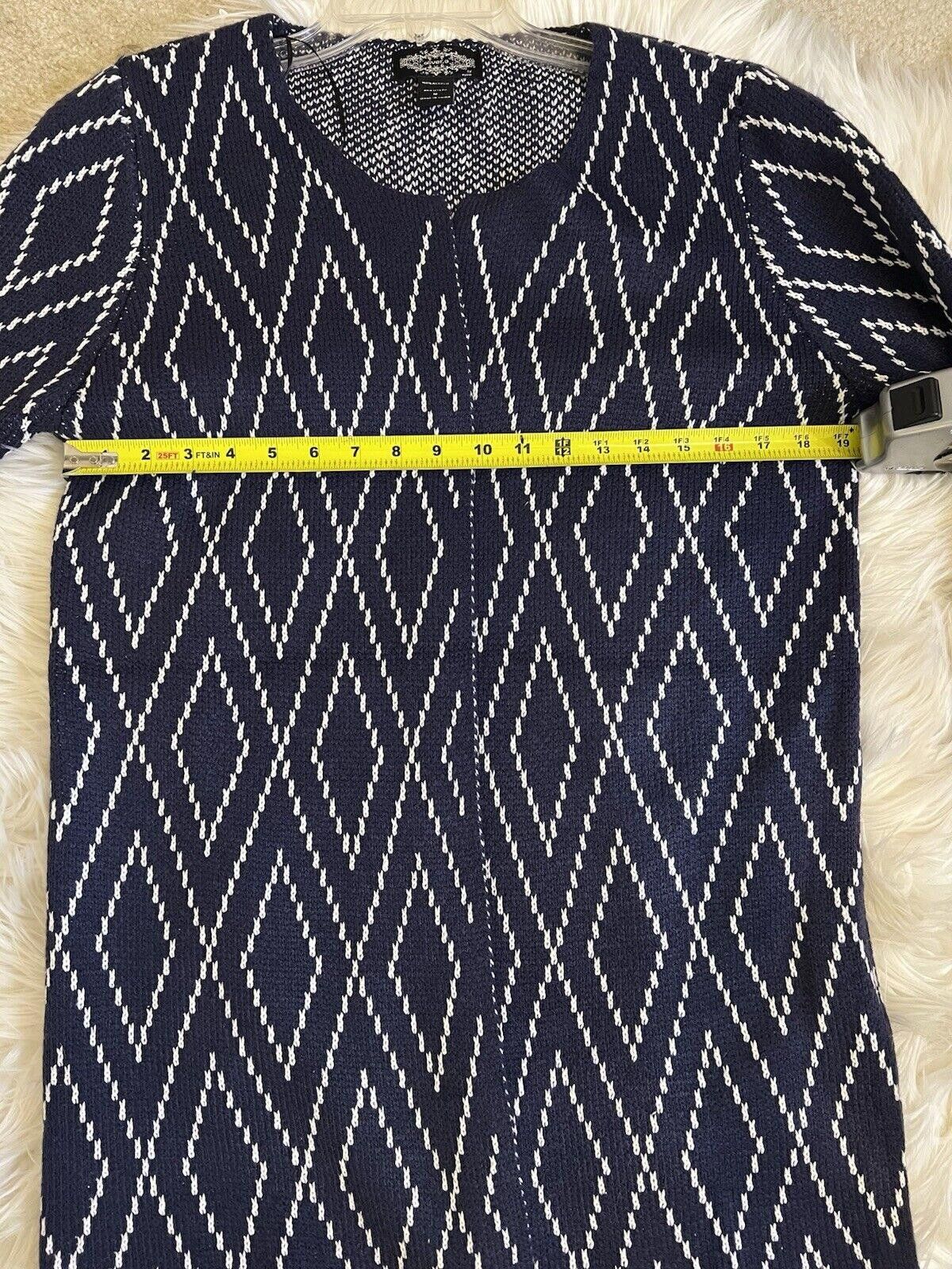 Designer Anthropologie Oliver O By Escio Open Cardigan Blue Diamond Size M / US 6-8 / IT 42-44 - 4 Thumbnail