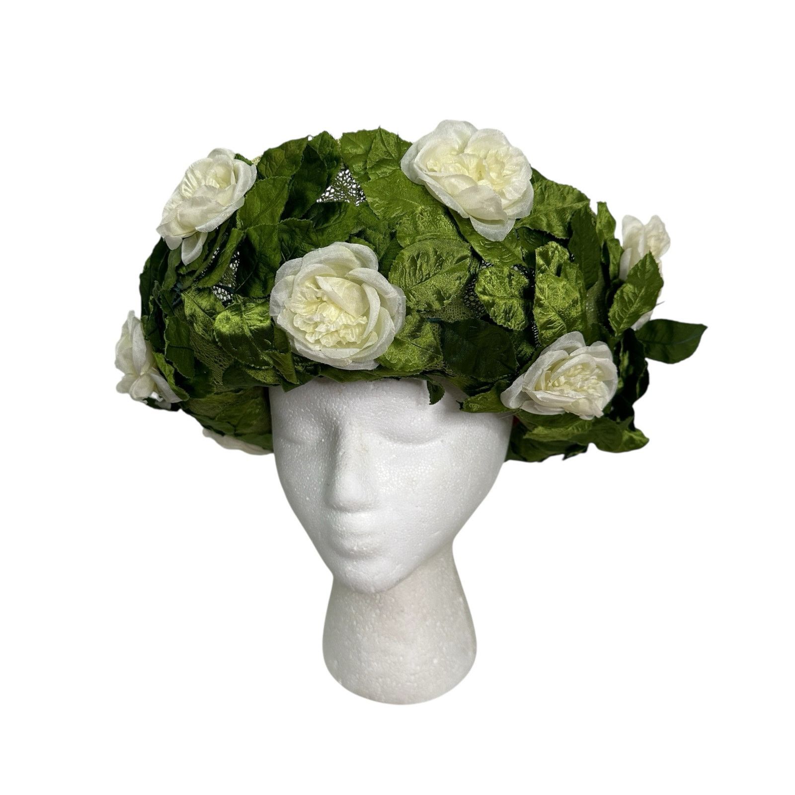 Vintage Vintage Jack McConnell Boutique Green Floral Hat Size ONE SIZE - 9 Thumbnail