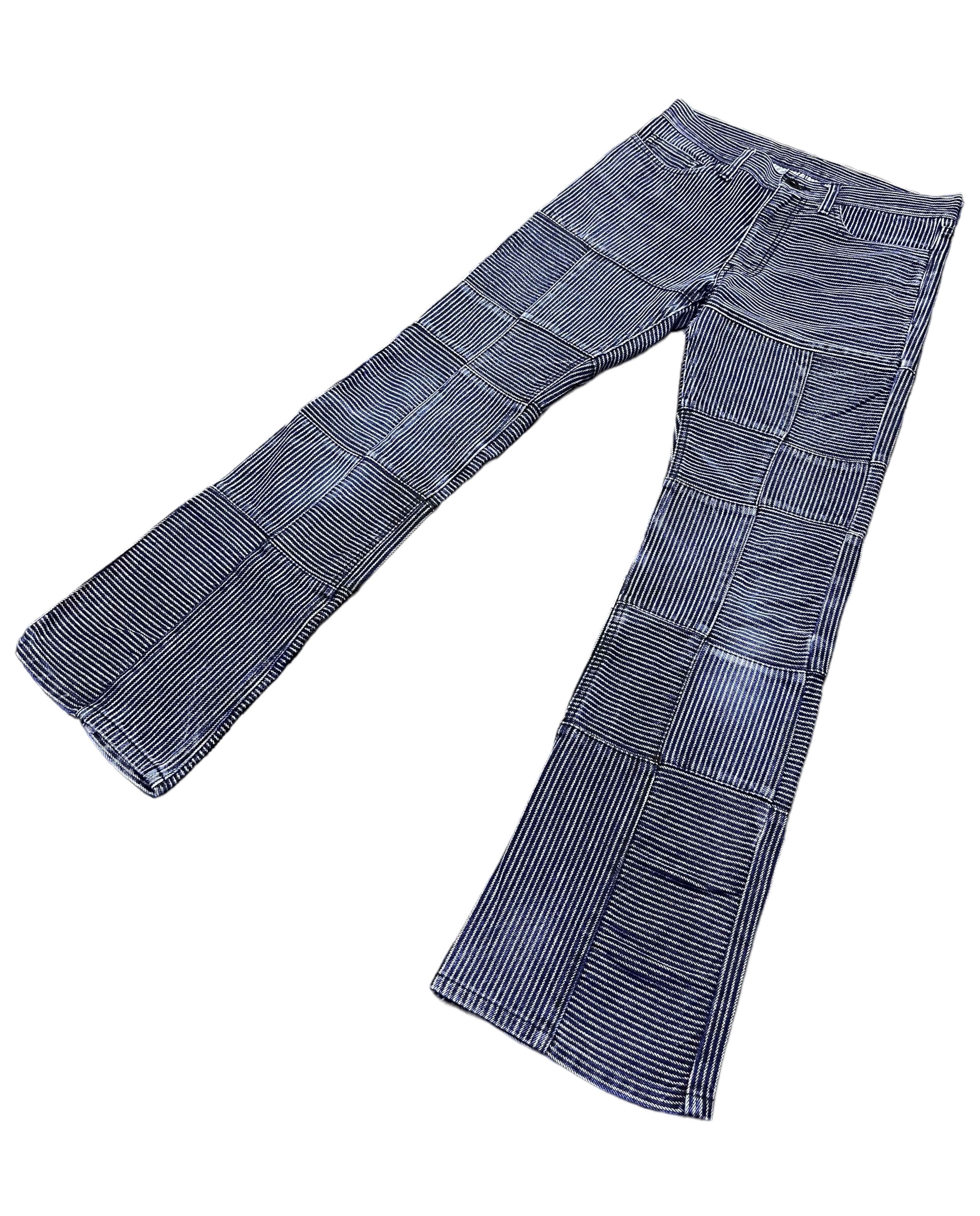 Japanese Brand RUPERT THE DIFFERENCE Hickory Stripes Patchwork Flare Denim Size 28" / US 6 / IT 42 - 5 Thumbnail