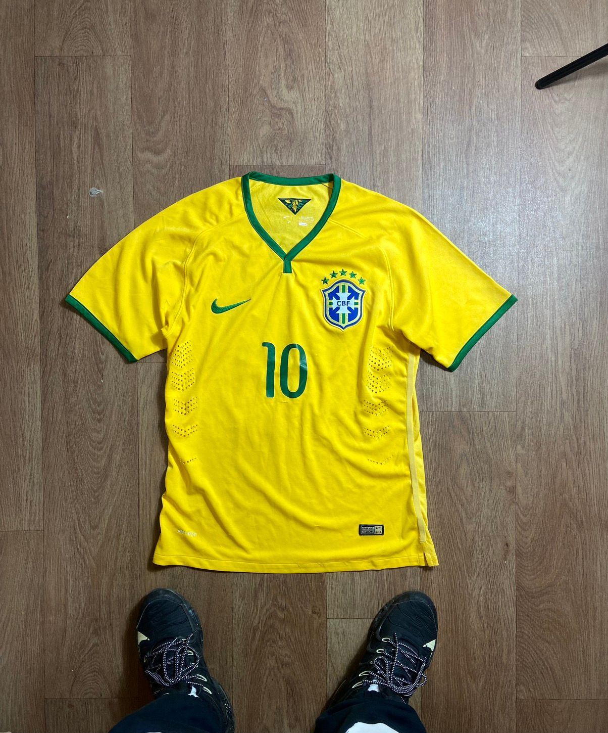 Pre-owned Soccer Jersey X Vintage Drill Soccer Jersey Brazil National Team Neymar Jr T-shirt In Yellow