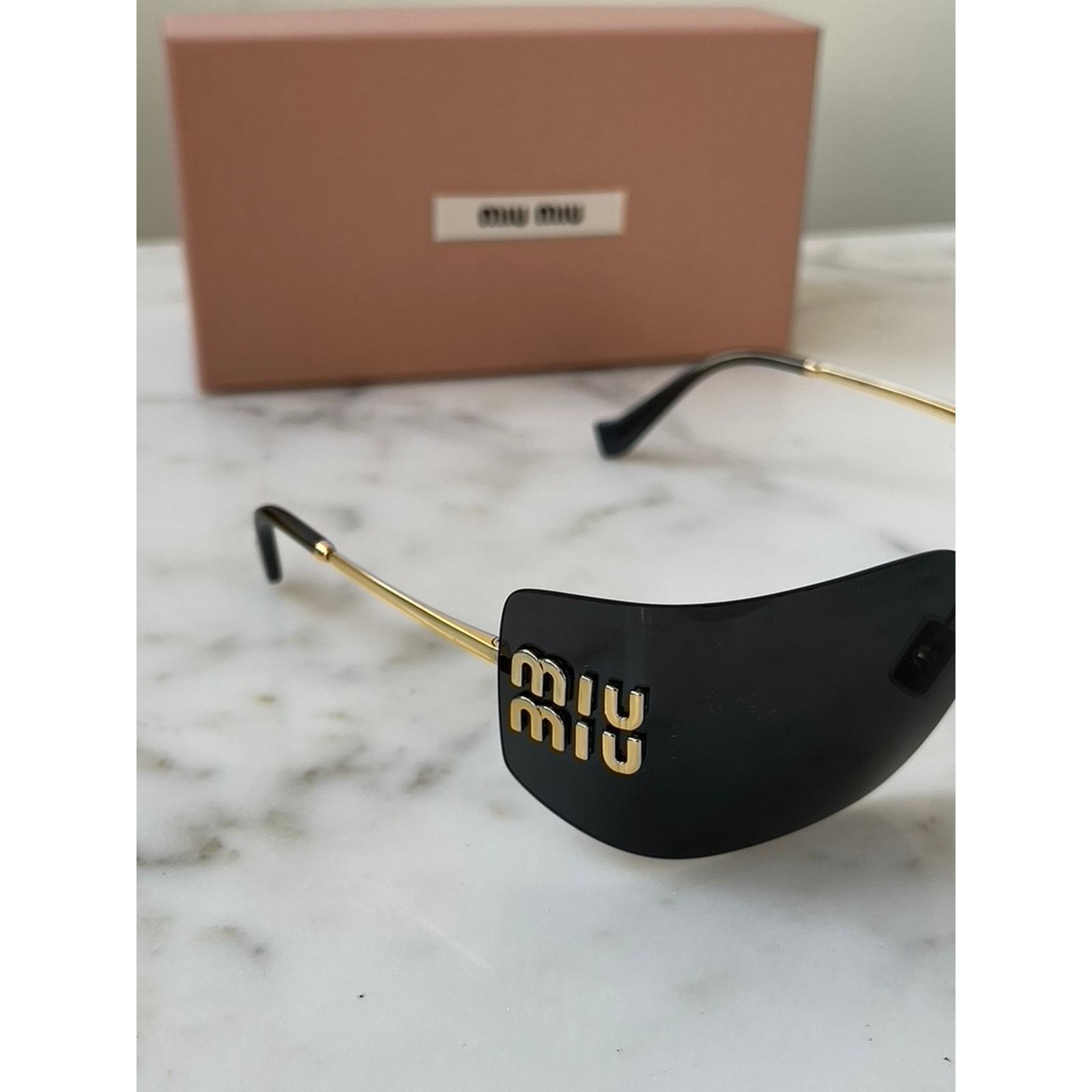 Miu Miu NEW Miu Miu MU54YS Dark Grey Shield Mask Sunglasses $610 Size ONE SIZE - 4 Thumbnail
