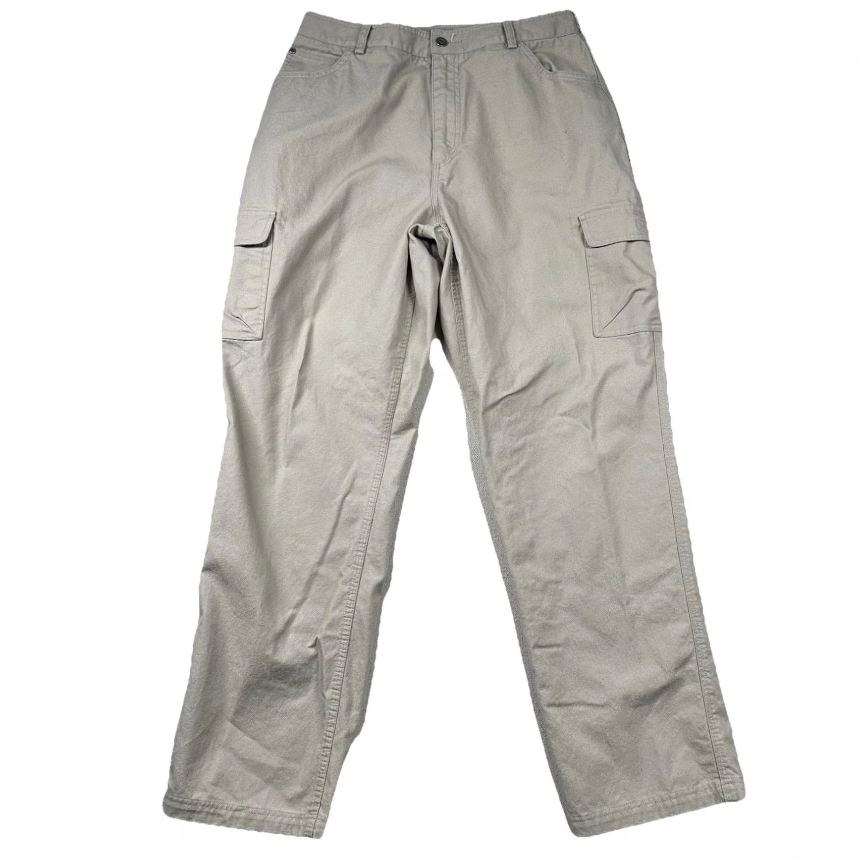 Duluth Trading Company VINTAGE Duluth Trading Co. Pants Womens 12x33 Beige Canvas Cargo Outdoor 32x31 Straight 31 in Mens Womens Girls Size 34" / US 12 / IT 48 - 2 Thumbnail
