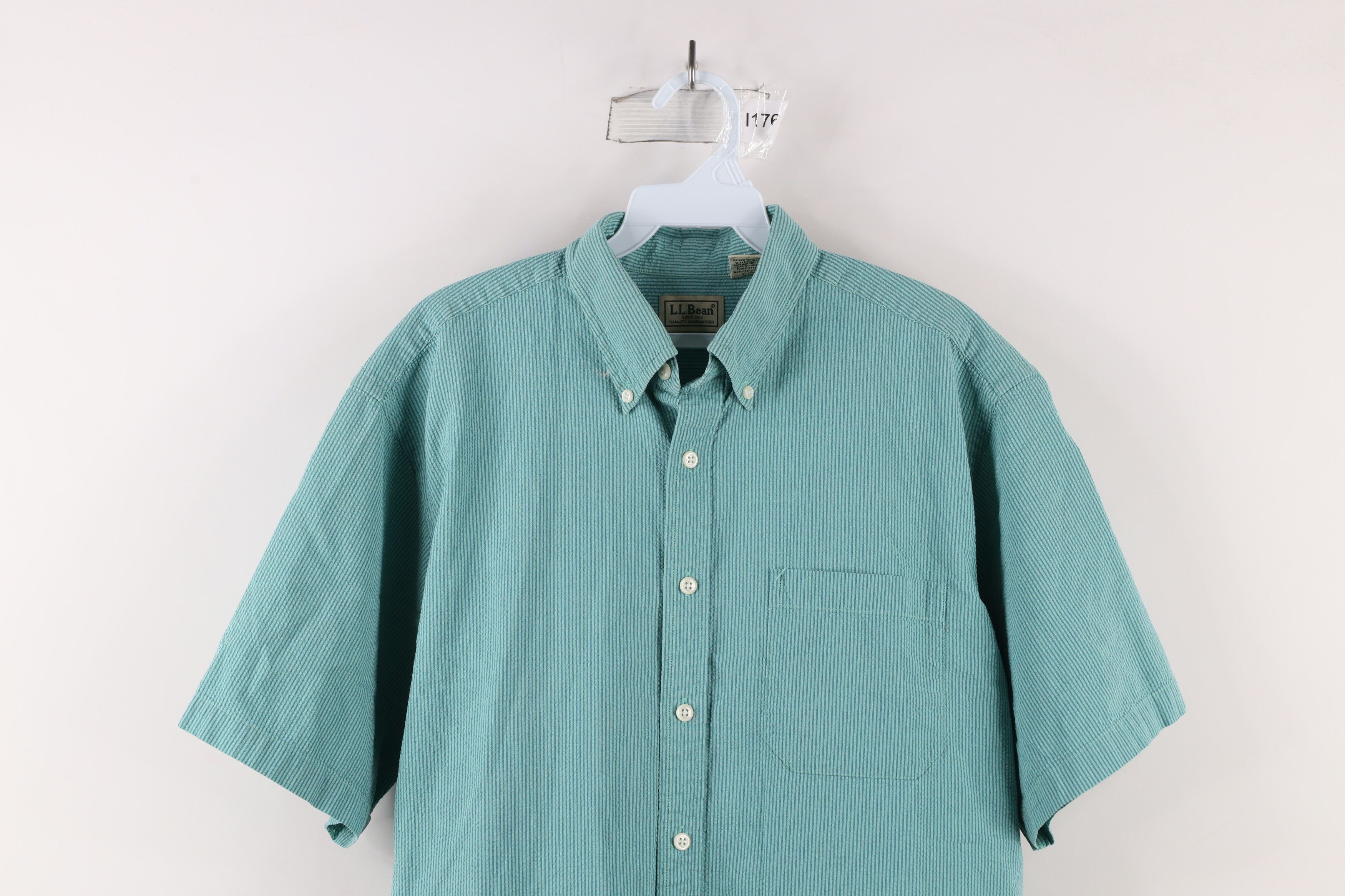L.L. Bean × Vintage Vintage 90s LL Bean Sucker Short Sleeve Button Down Shirt Size US M / EU 48-50 / 2 - 2 Thumbnail