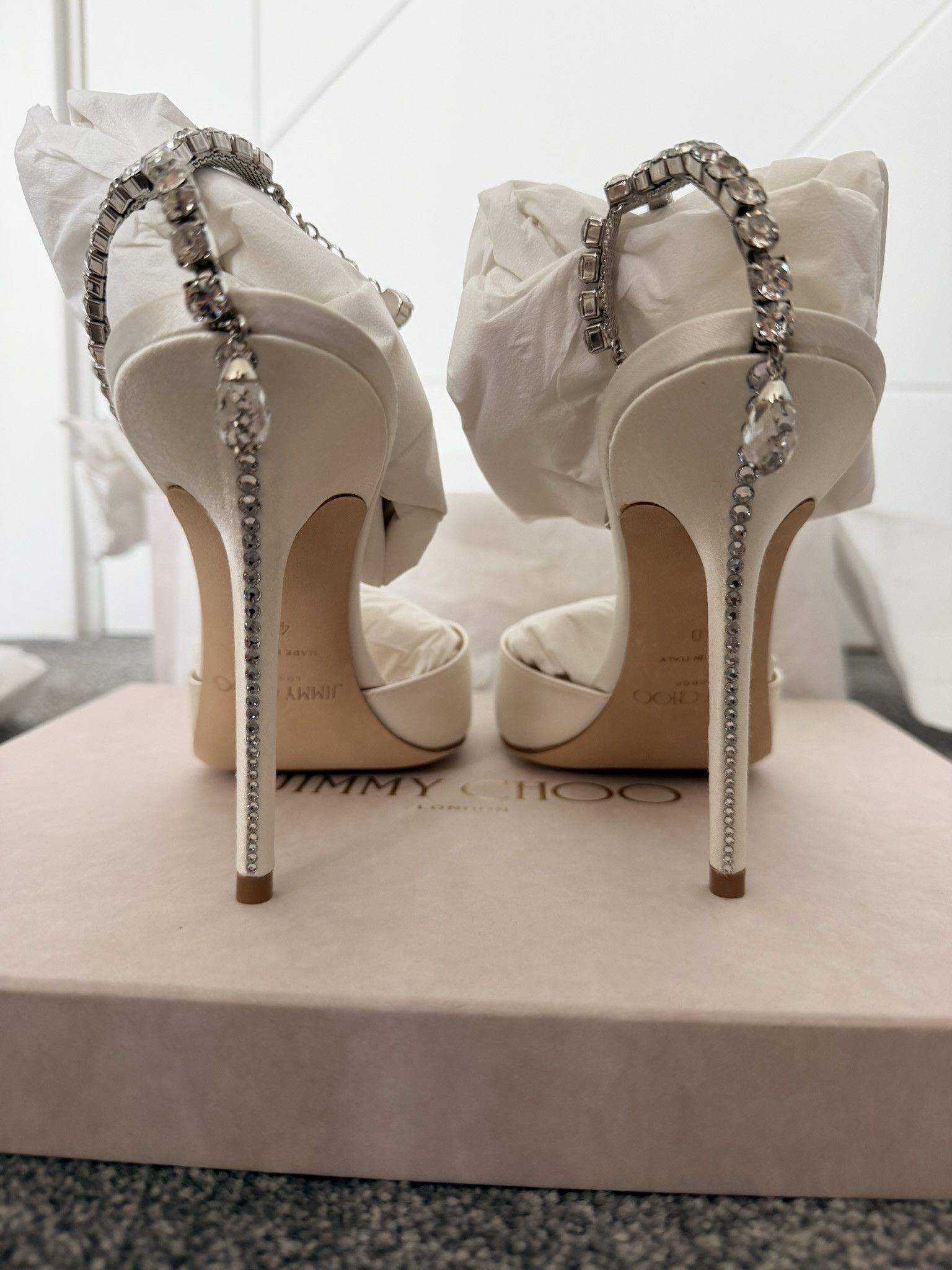 Jimmy Choo Jimmy Choo Saeda 100 Ivory/Crystal Size US 10 / IT 40 - 2 Thumbnail