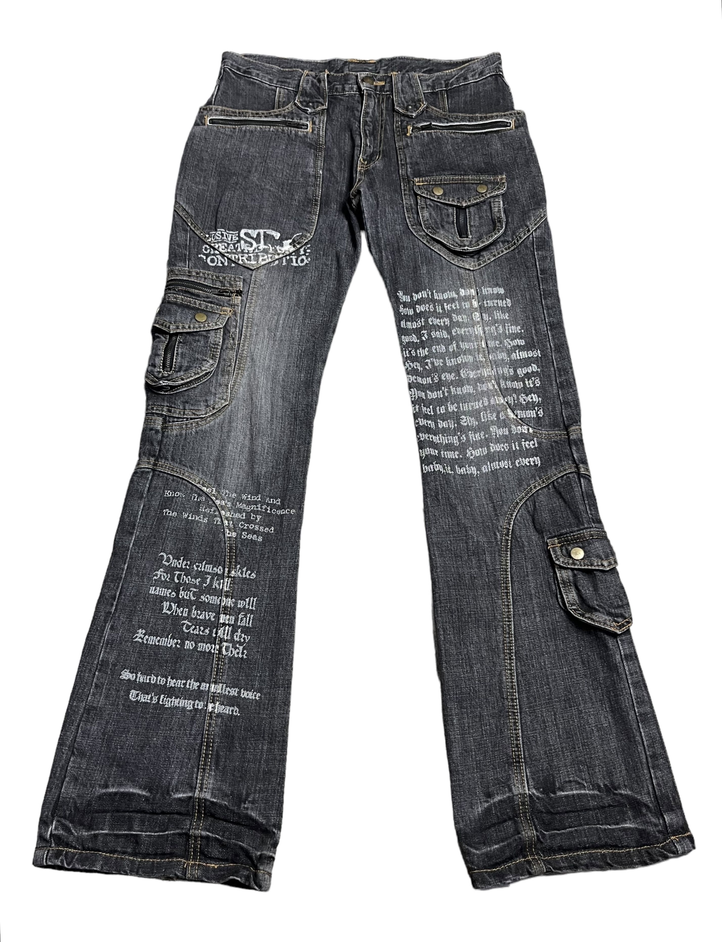 Japanese Brand × Seditionaries LAST CALL🔥EVOLUTION Punk Poems Multipocket Flare Denim Size US 31 - 1 Thumbnail