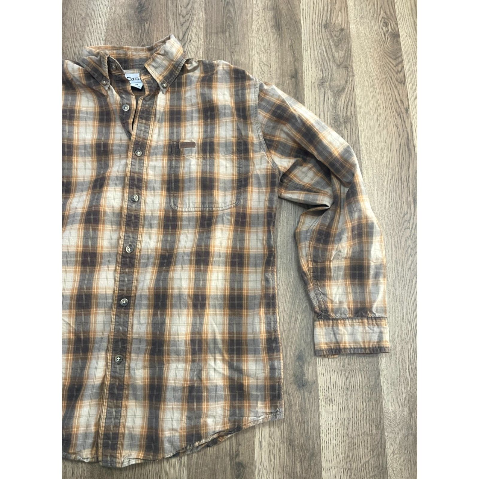 Carhartt Carhartt Shirt Mens Size Medium Brown Orange Plaid Button Up Long Sleeve Size US M / EU 48-50 / 2 - 5 Thumbnail