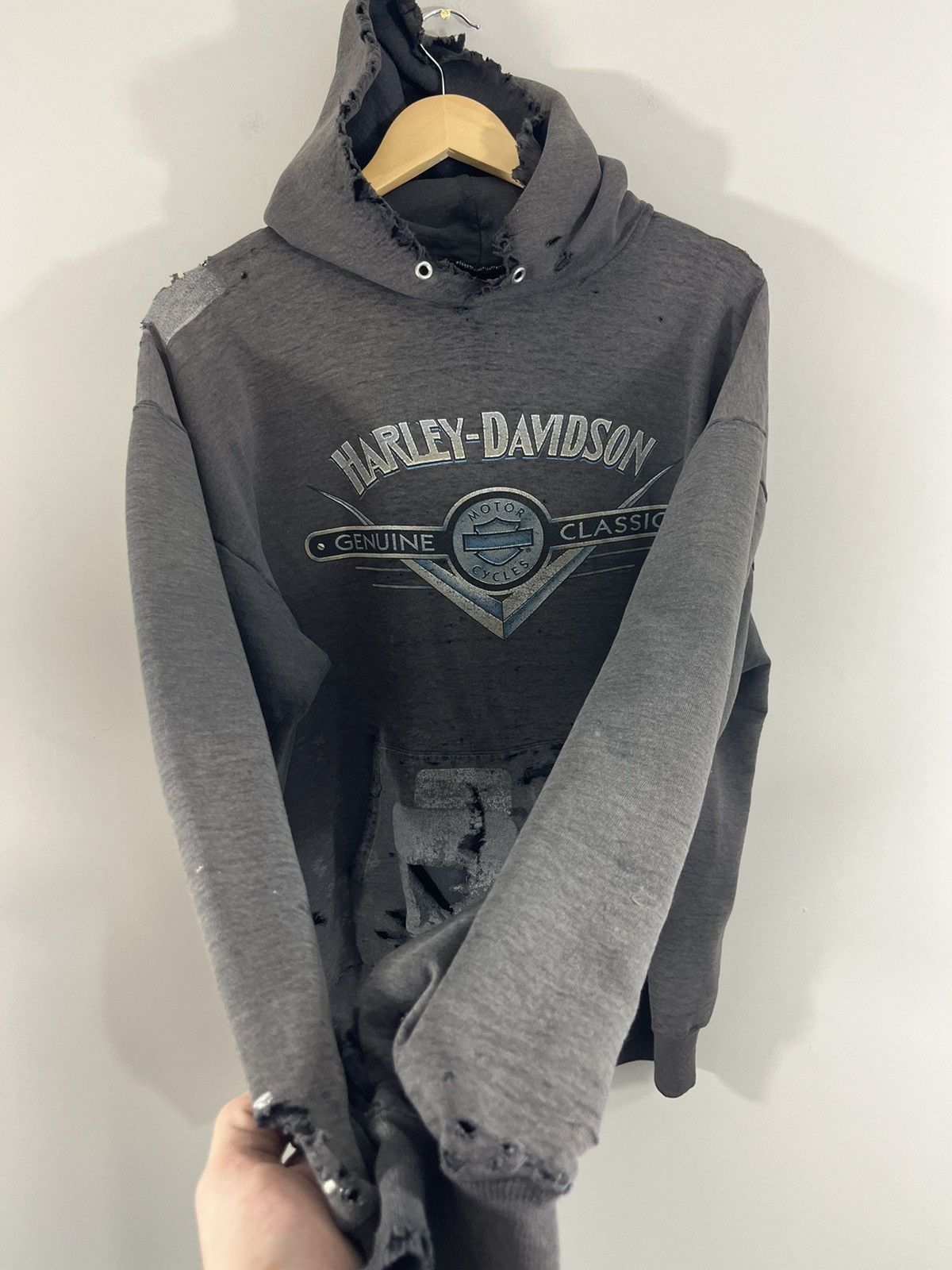 Harley Davidson Thrashed Harley Davidson Patched Custom Distressed Hoodie Size US XL / EU 56 / 4 - 2 Thumbnail