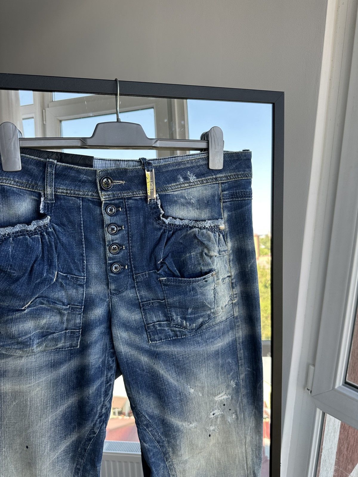 Vintage High Everyday Couture Distressed Jeans Italy Carpenter Cargo Size 34" / US 12 / IT 48 - 4 Thumbnail