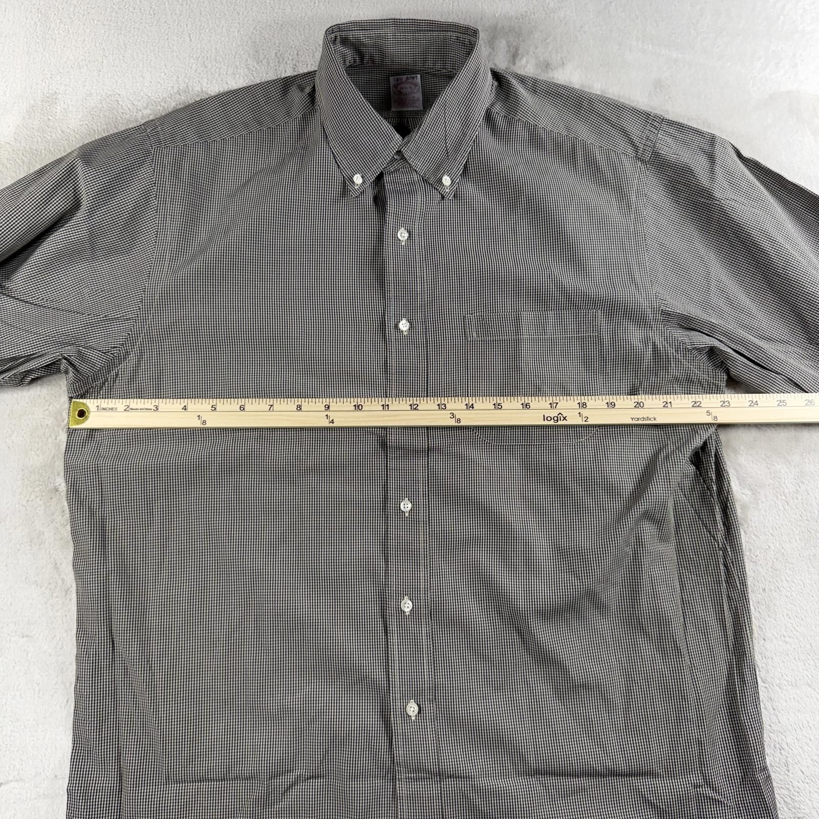 Brooks Brothers Brooks Brothers Shirt Men's 16.5 Grey All Cotton Check Size 38R - 4 Thumbnail
