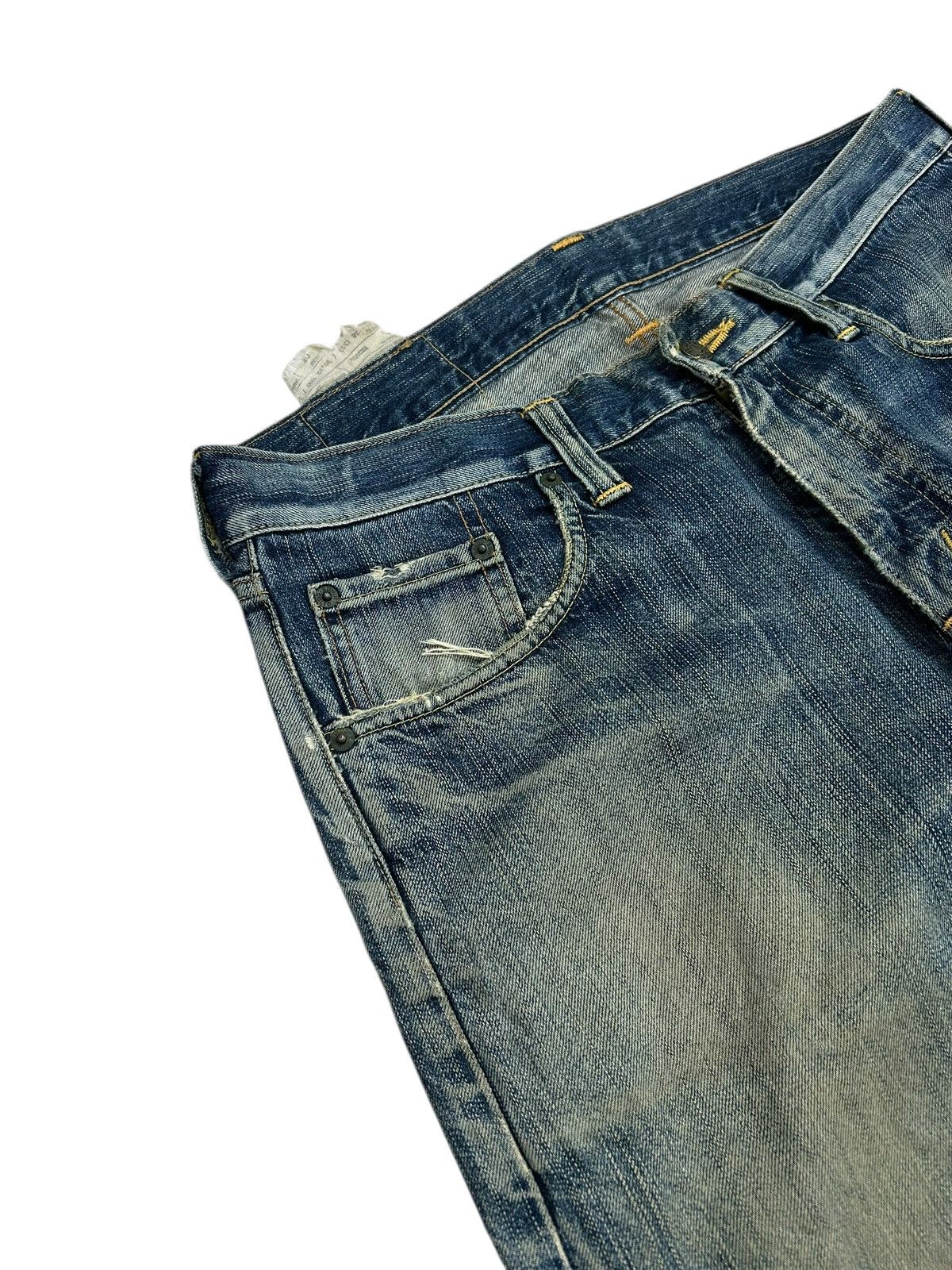 Edwin × Japanese Brand Edwin 503 Blue Trip Mud Washed Baggy Distressed Denim Size US 35 - 8 Thumbnail