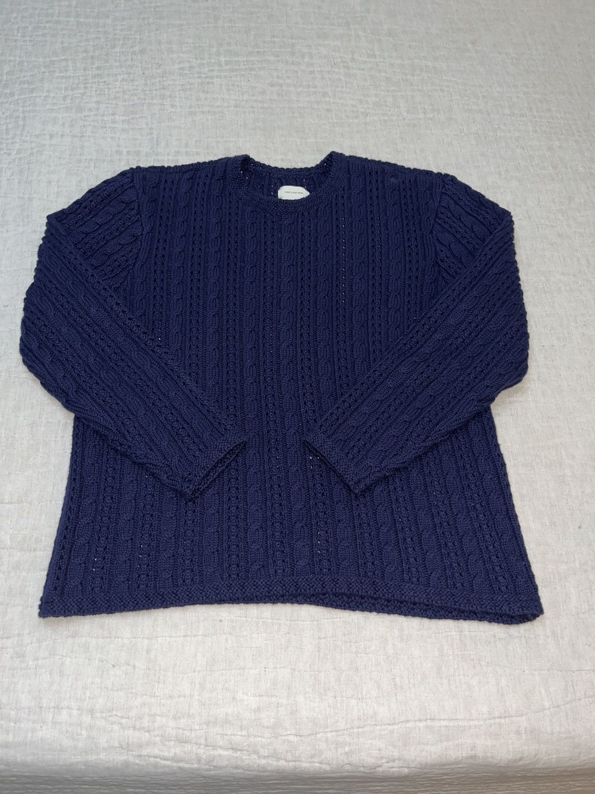 Aime Leon Dore Pointelle Cable Crewneck Sweater - Navy / Extra Small Size US XS / EU 42 / 0 - 1 Thumbnail