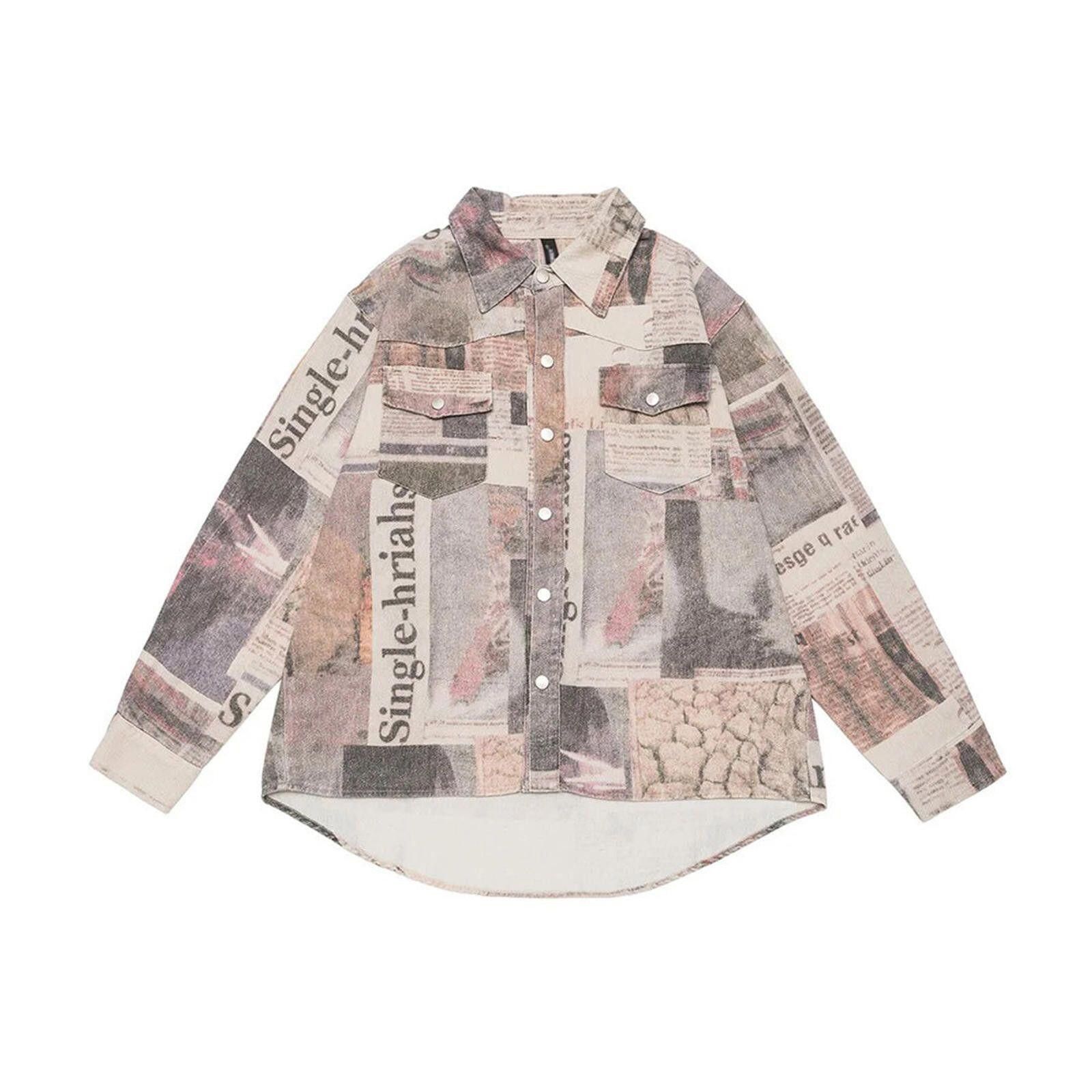 Other Newspaper Print Vintage Wash Denim Jacket — Boxy Fit Size US L / EU 52-54 / 3 - 1 Thumbnail
