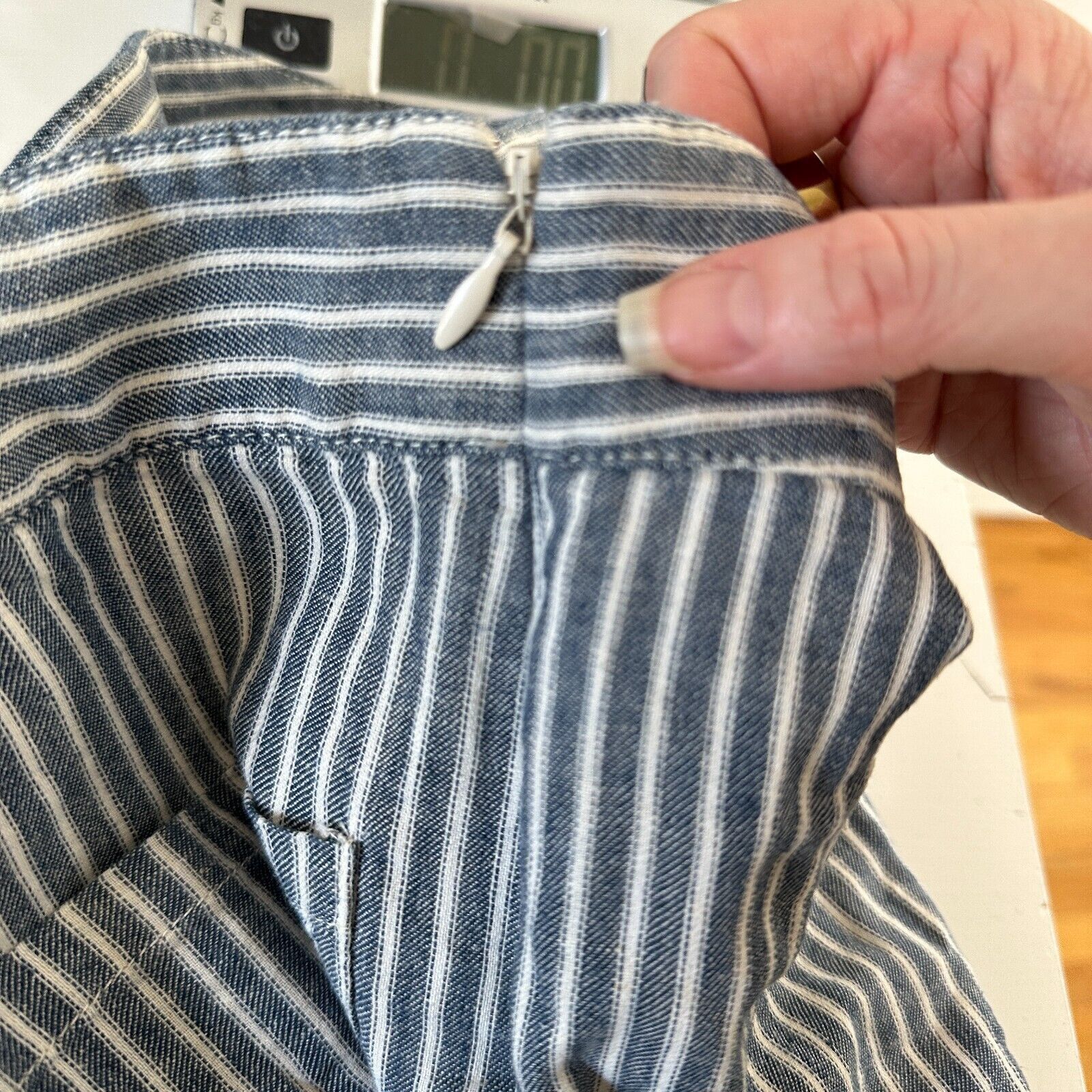 Madewell Madewell Jean Blue Striped High Waist Pockets Lace-Up Shorts Size 27" / US 4 / IT 40 - 11 Thumbnail