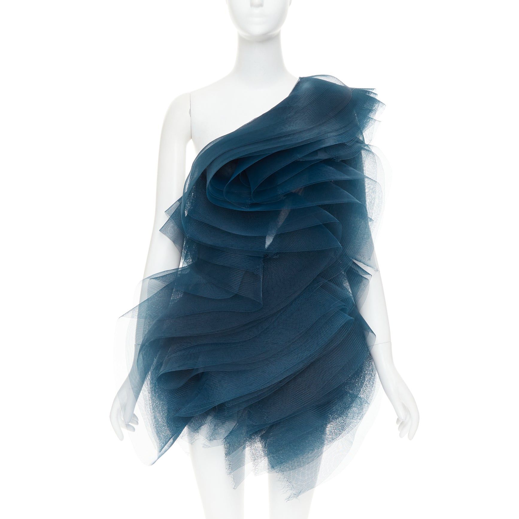 Alexandre Vauthier rare ALEXANDRE VAUTHIER COUTURE SS2014 Runway teal blue voluminous structured tulle ruffle mini dress Size S / US 4 / IT 40 - 1 Thumbnail