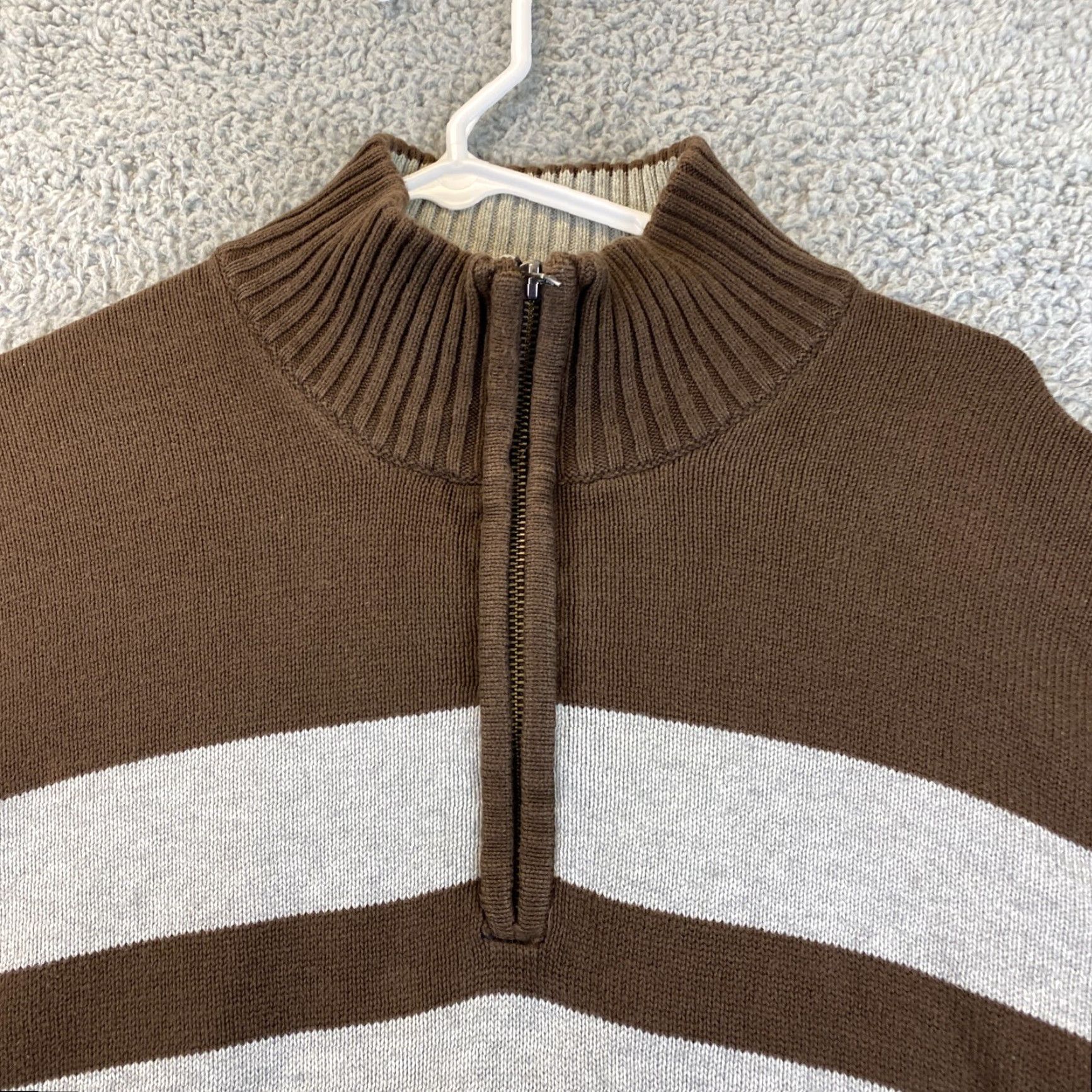 Tommy Hilfiger vintage Tommy Hilfiger brown 1/4 zip Sweater XL Stripes/ 53-5 Size US XL / EU 56 / 4 - 6 Thumbnail