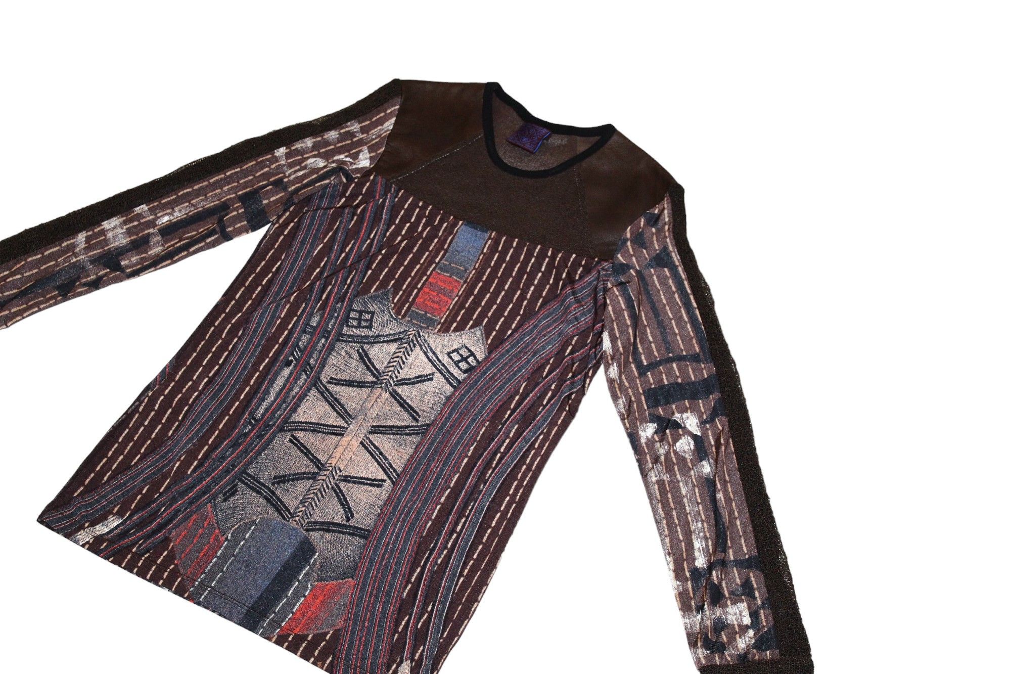 Jean Paul Gaultier 💥 Legatte Jeans Marco Fantini Leather Trim Mesh Top Size S / US 4 / IT 40 - 7 Thumbnail