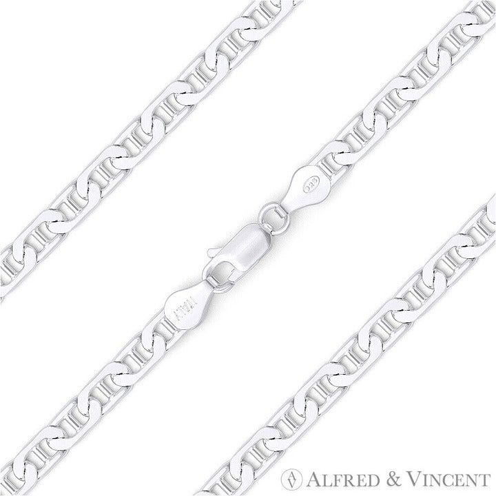 Other 3mm Flat Marina/Mariner Link Italian Chain Bracelet 8" Size ONE SIZE - 1 Preview