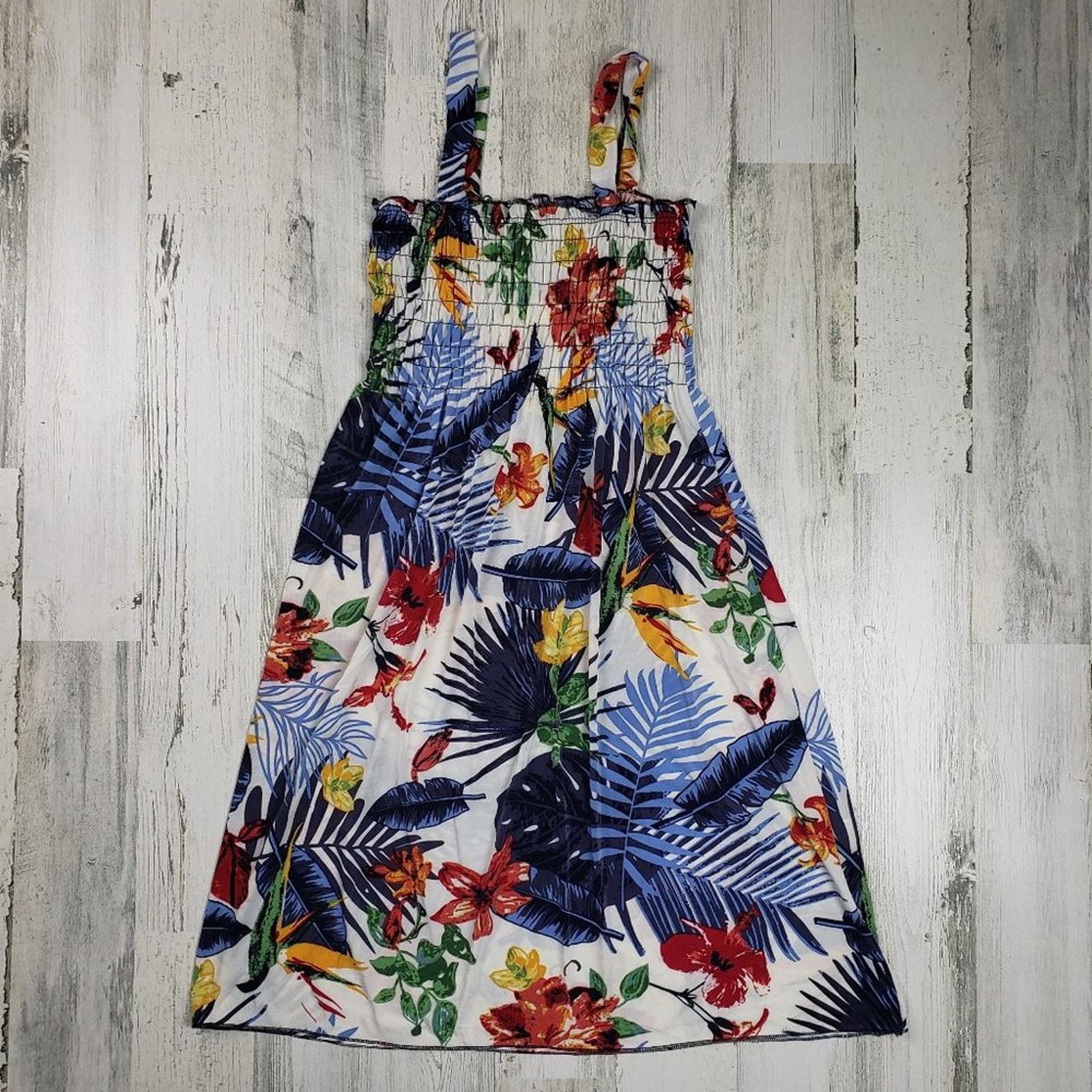 Other NWT Ace Fashions White Tropical Smocked Sundress Small Size M / US 6-8 / IT 42-44 - 1 Thumbnail