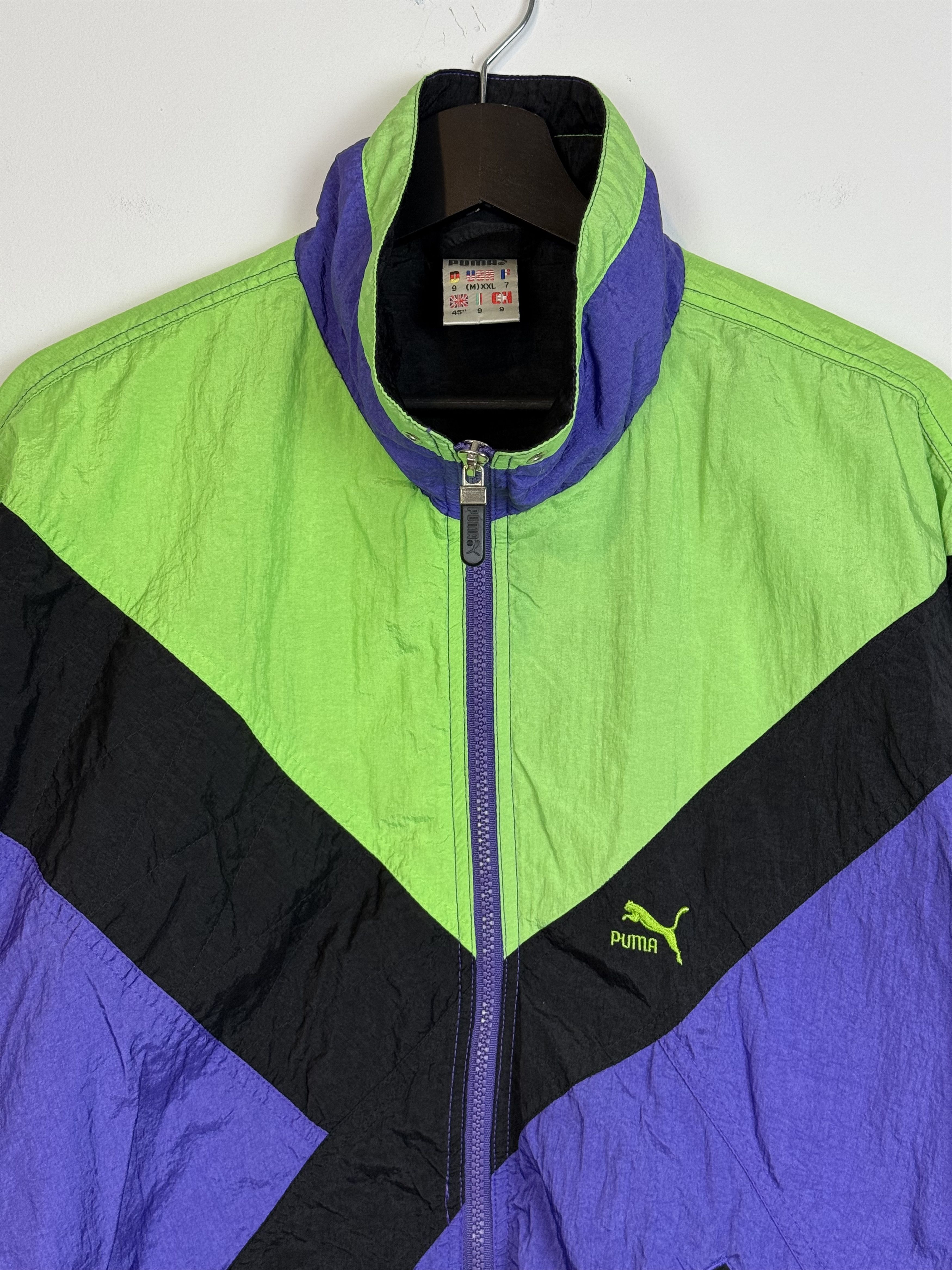 Puma Vintage 80s Puma Windbreaker Tracksuit Purple Green Actual L Size US L / EU 52-54 / 3 - 5 Thumbnail