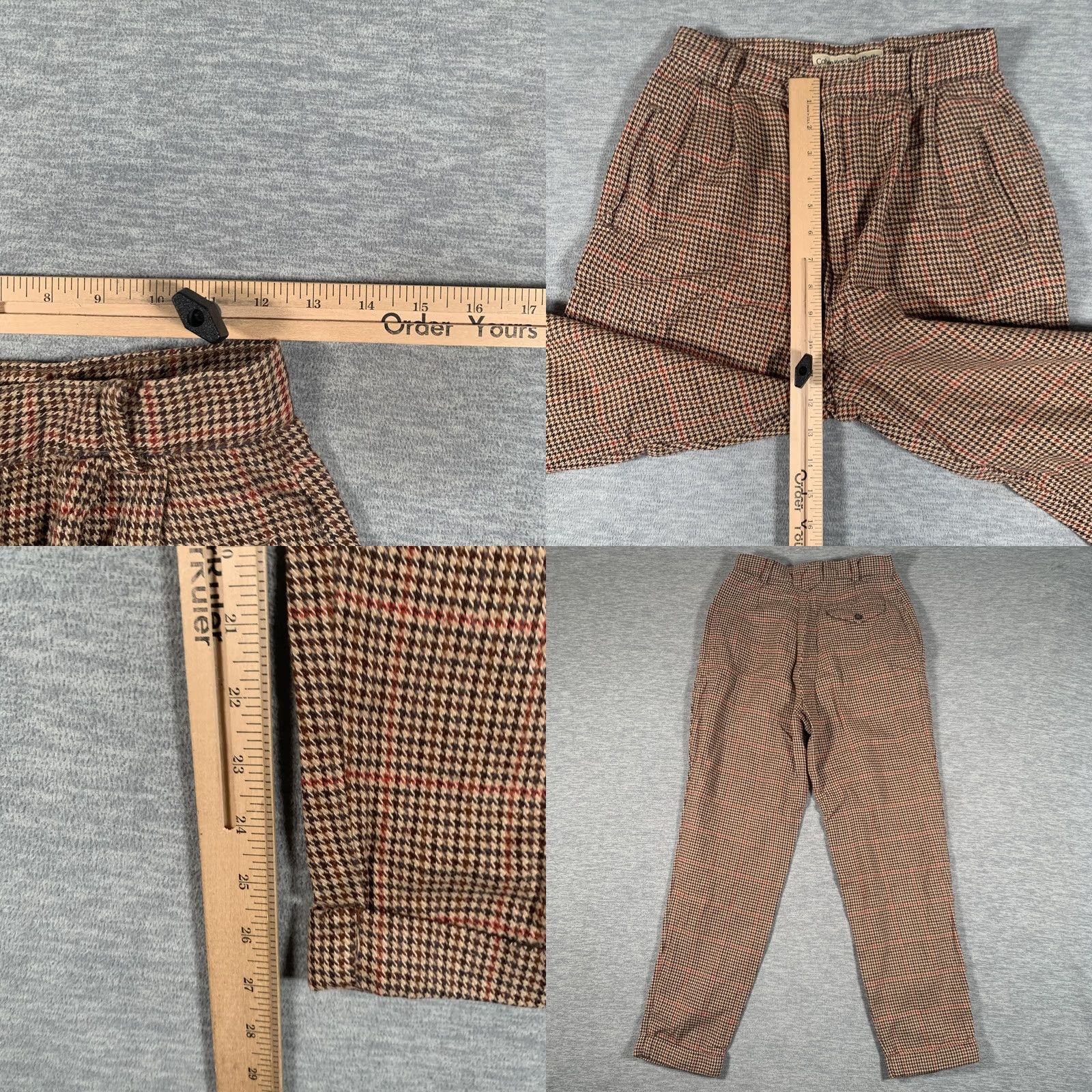 Vintage VINTAGE Calvin Klein Sports/Petite Pants Women 8 Brown Check Tapered Cuffed 80s Size 30" / US 8 / IT 44 - 8 Thumbnail