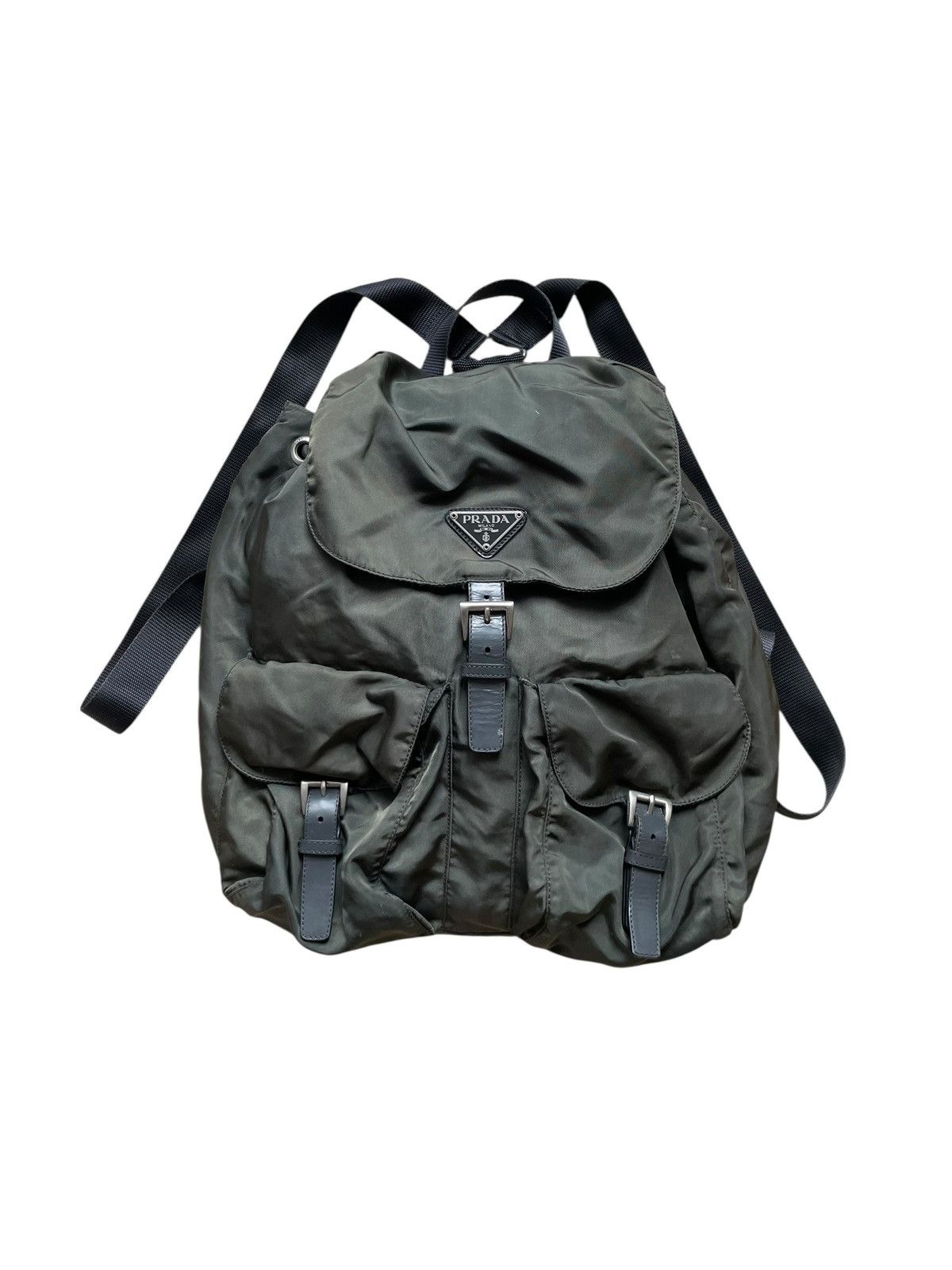 Prada Prada Nylon Backpack khaki , Prada triangle logo back pack Size ONE SIZE - 1 Thumbnail