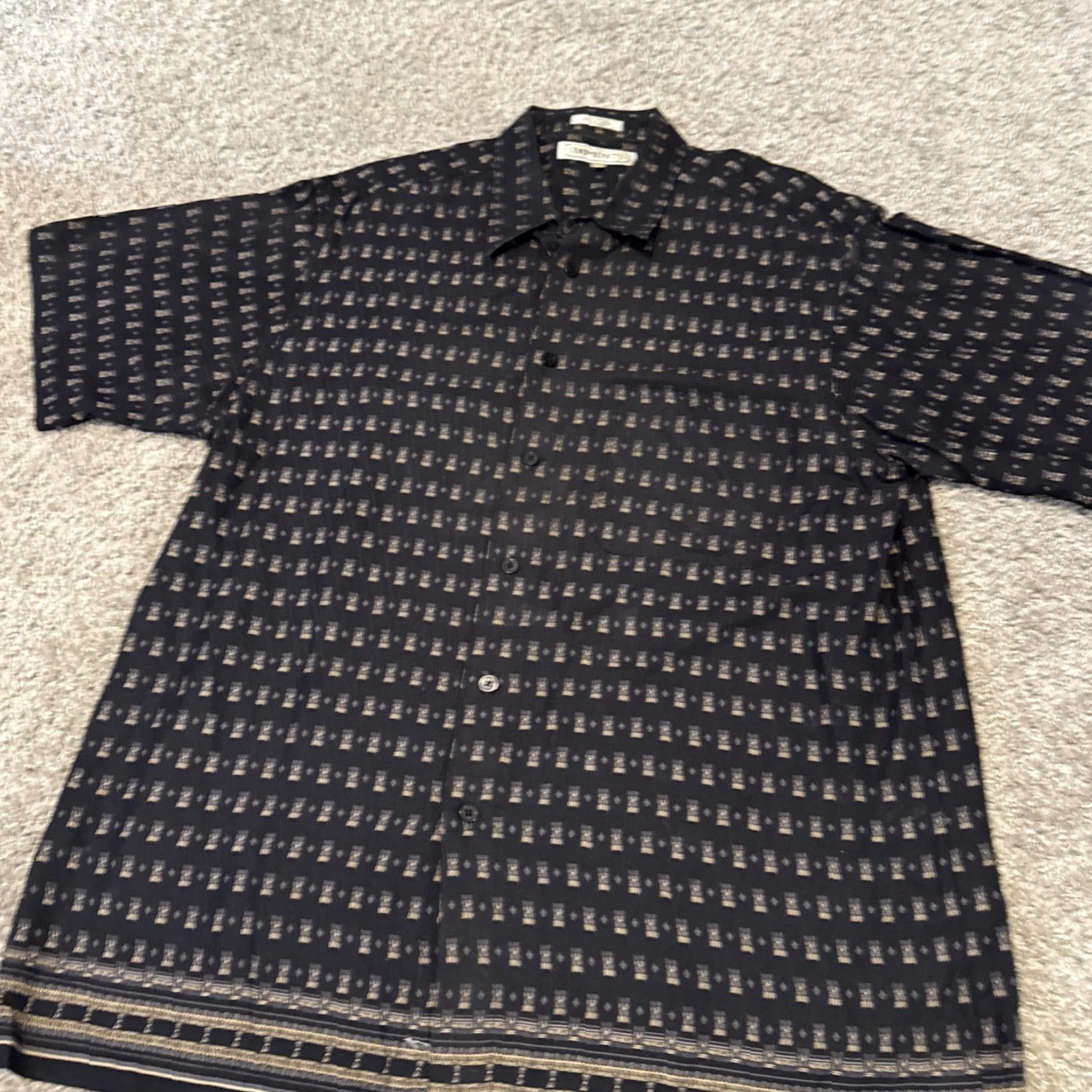 J Brand VINTAGE Imprints Geometric Pattern Button-Up Shirt 90s Large Mens Black Short Sleeve Casual Shirt Size US L / EU 52-54 / 3 - 4 Thumbnail