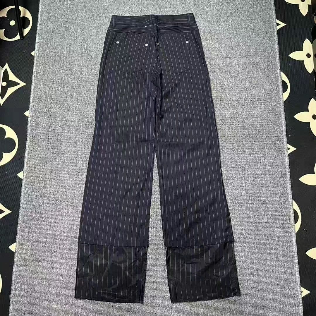 Maison Margiela Maison Margiela Black Striped Straight Leg Curved Trousers Size 38" / US 16 / IT 52 - 2 Thumbnail