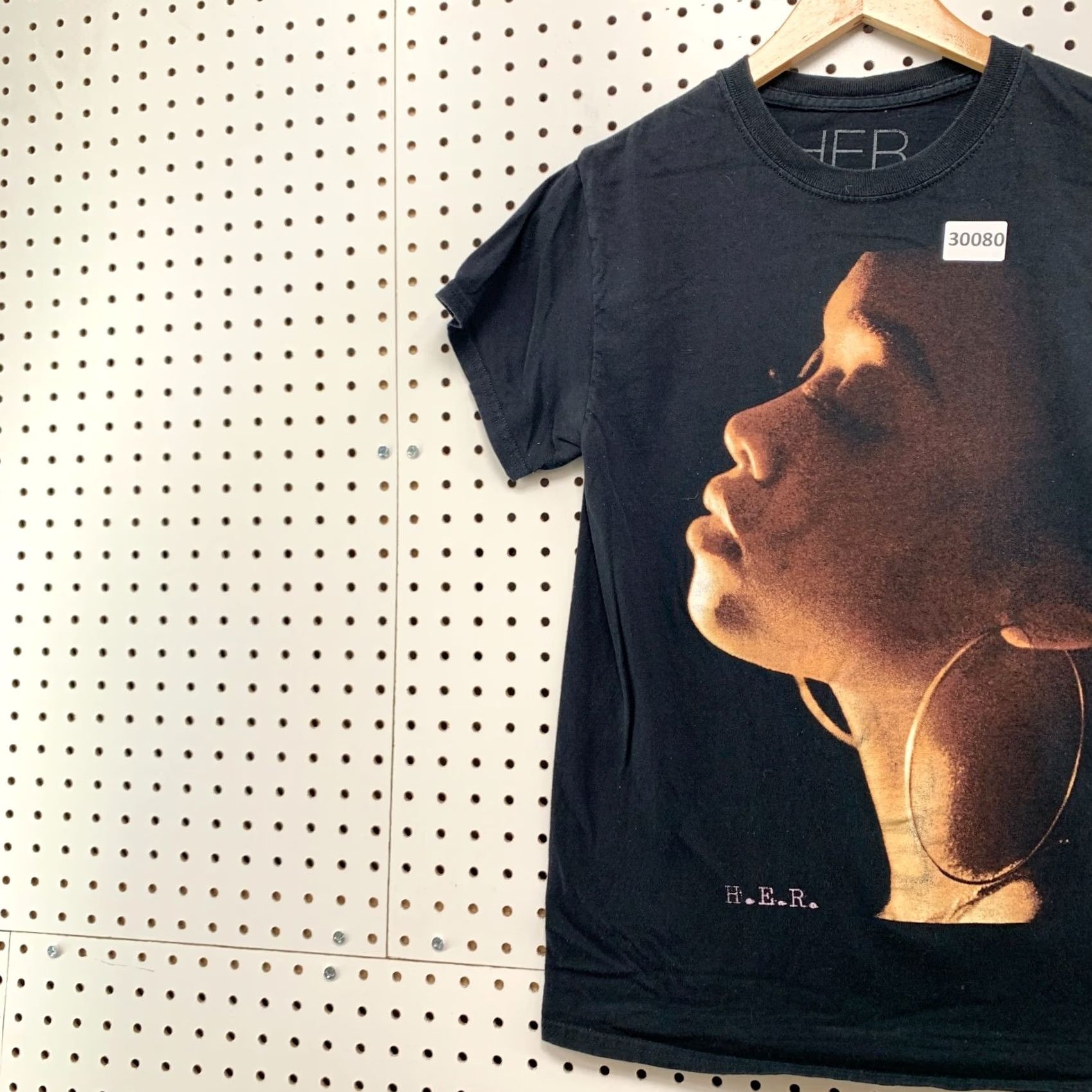 Vintage Hers Black Womens Portrait Graphic T-Shirt Small Size S / US 4 / IT 40 - 3 Thumbnail