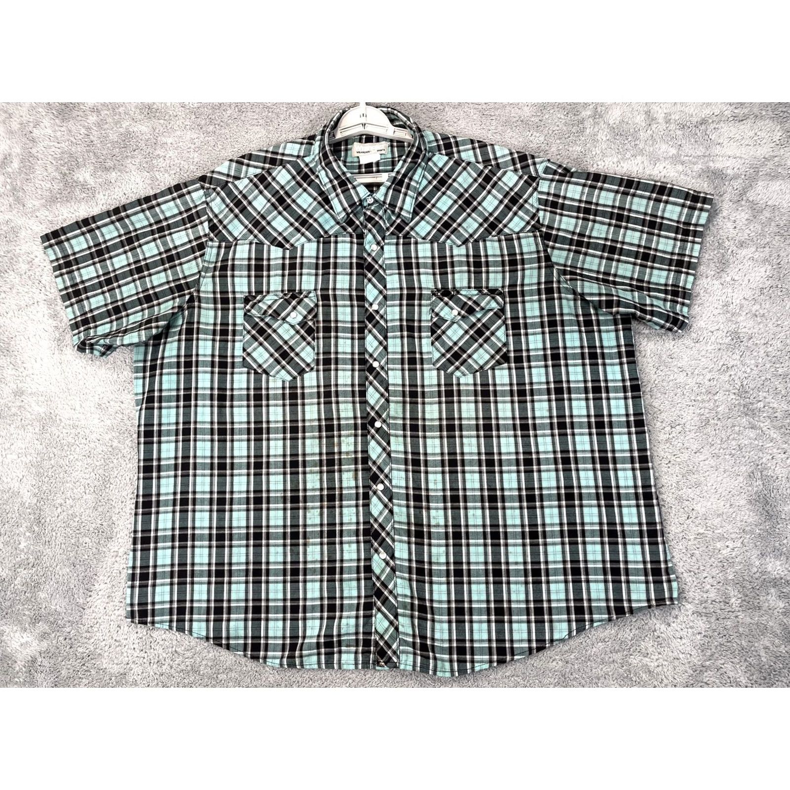 Wrangler VINTAGE Wrangler Shirt Mens XL Blue Black Plaid Pearl Snap Western Rodeo Size US XL / EU 56 / 4 - 2 Thumbnail