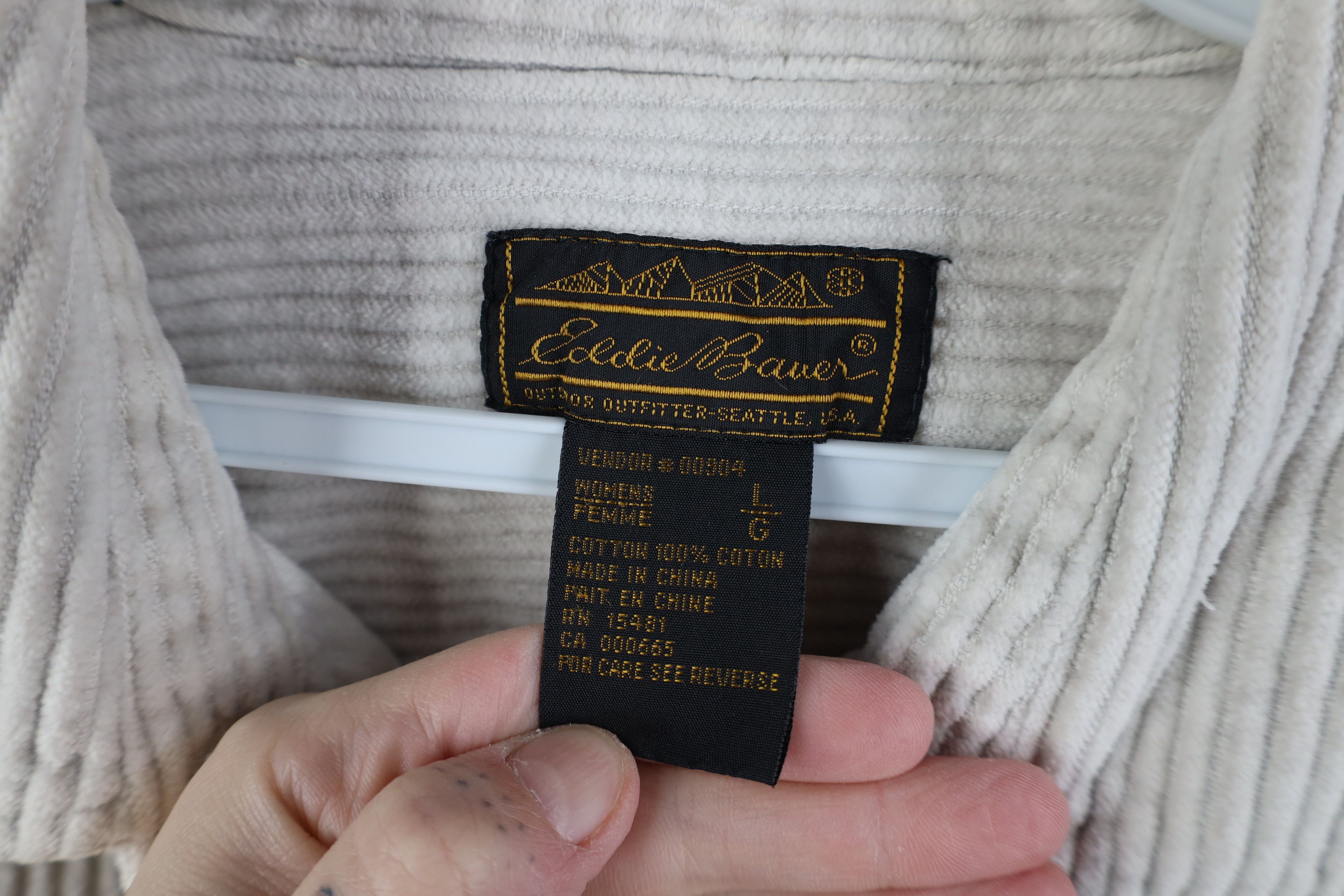 Eddie Bauer Vintage 90s Eddie Bauer Heavy Corduroy Button Shirt Gray Size L / US 10 / IT 46 - 6 Thumbnail