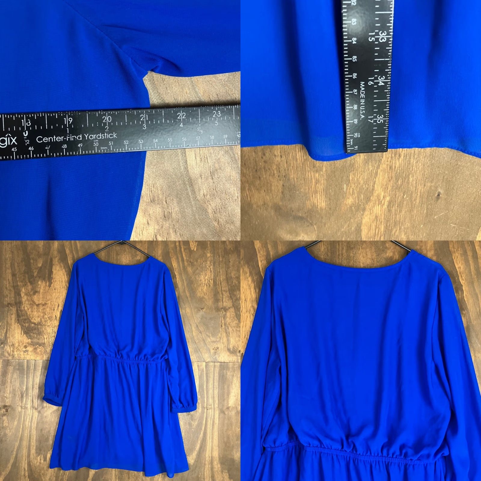Express VINTAGE Express Dress Blue V-Neck Long Sleeve Midi Runched Waist Lined XL Size M / US 6-8 / IT 42-44 - 8 Thumbnail