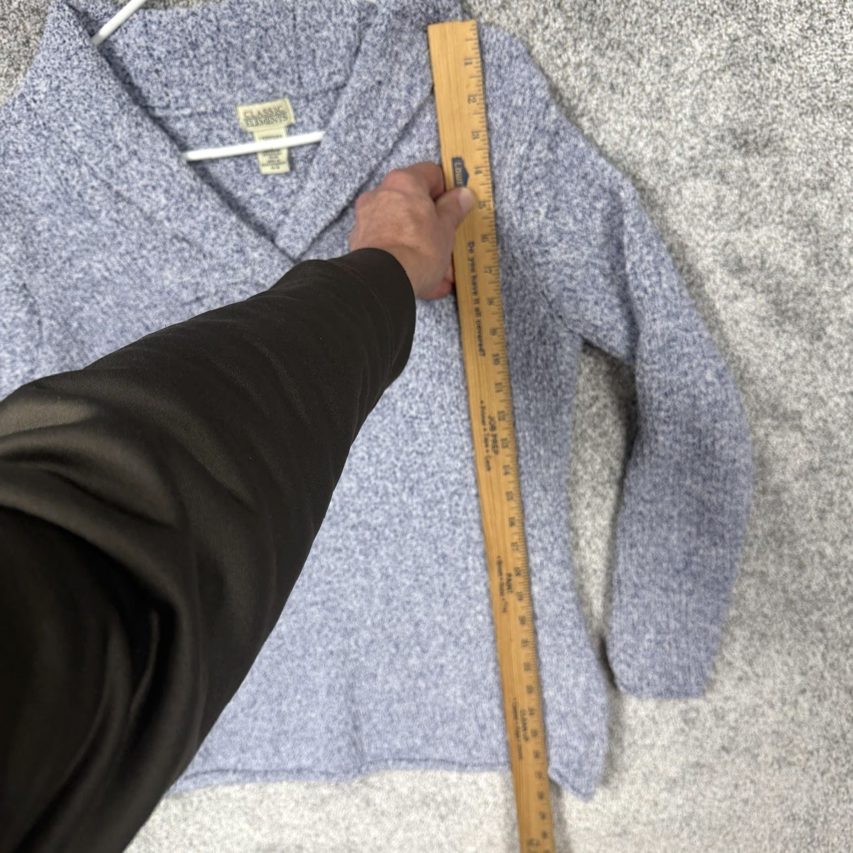 Vintage Classic Elements Sweater Womens M Blue Shawl Collar Boucle Knit Preppy Coastal Size M / US 6-8 / IT 42-44 - 2 Thumbnail