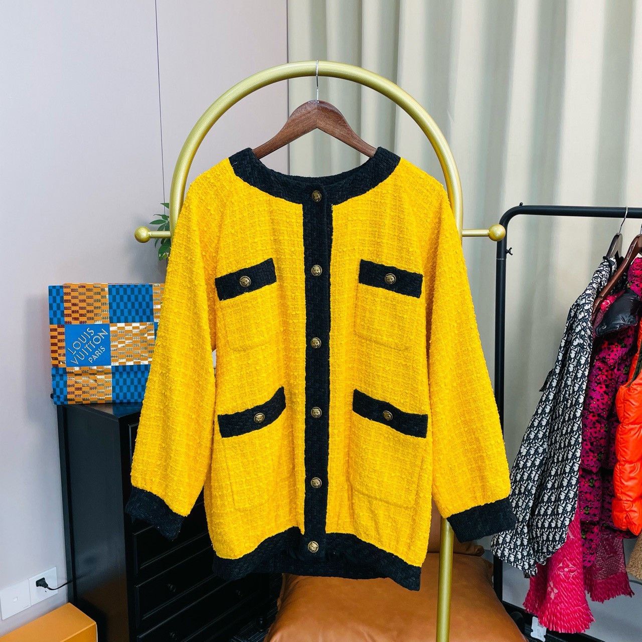 Gucci Gucci Yellow fragrance style braided cardigan sweater 2501- Size US XXS / EU 40 - 1 Thumbnail