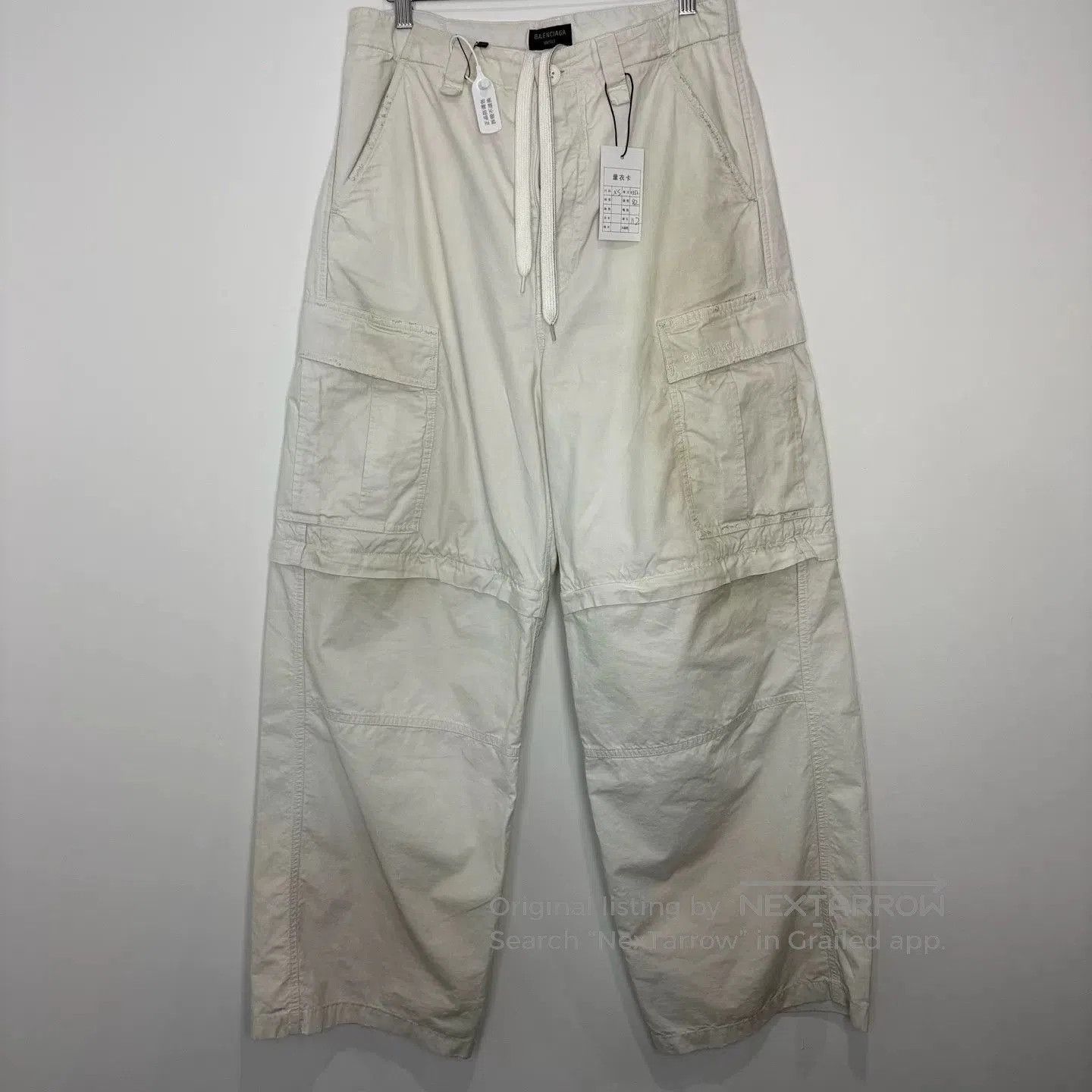 Balenciaga Balenciaga 25SS White Distressed Cargo Pants. Size US 26 / EU 42 - 1 Thumbnail