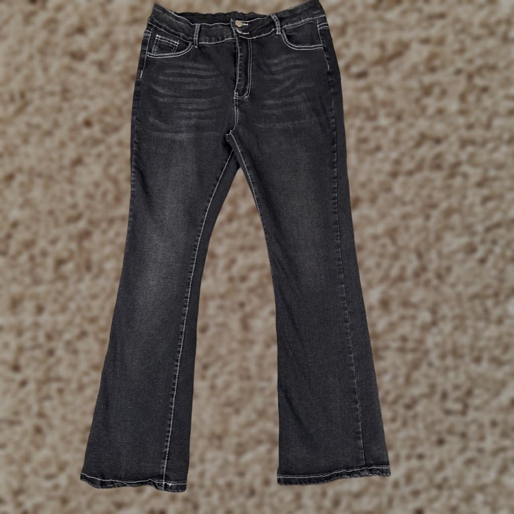 Vintage Vintage Black Denim Bootcut Jeans Women 30 Light Wash High Rise Flared Cotton Blend Size 30" / US 8 / IT 44 - 1 Thumbnail
