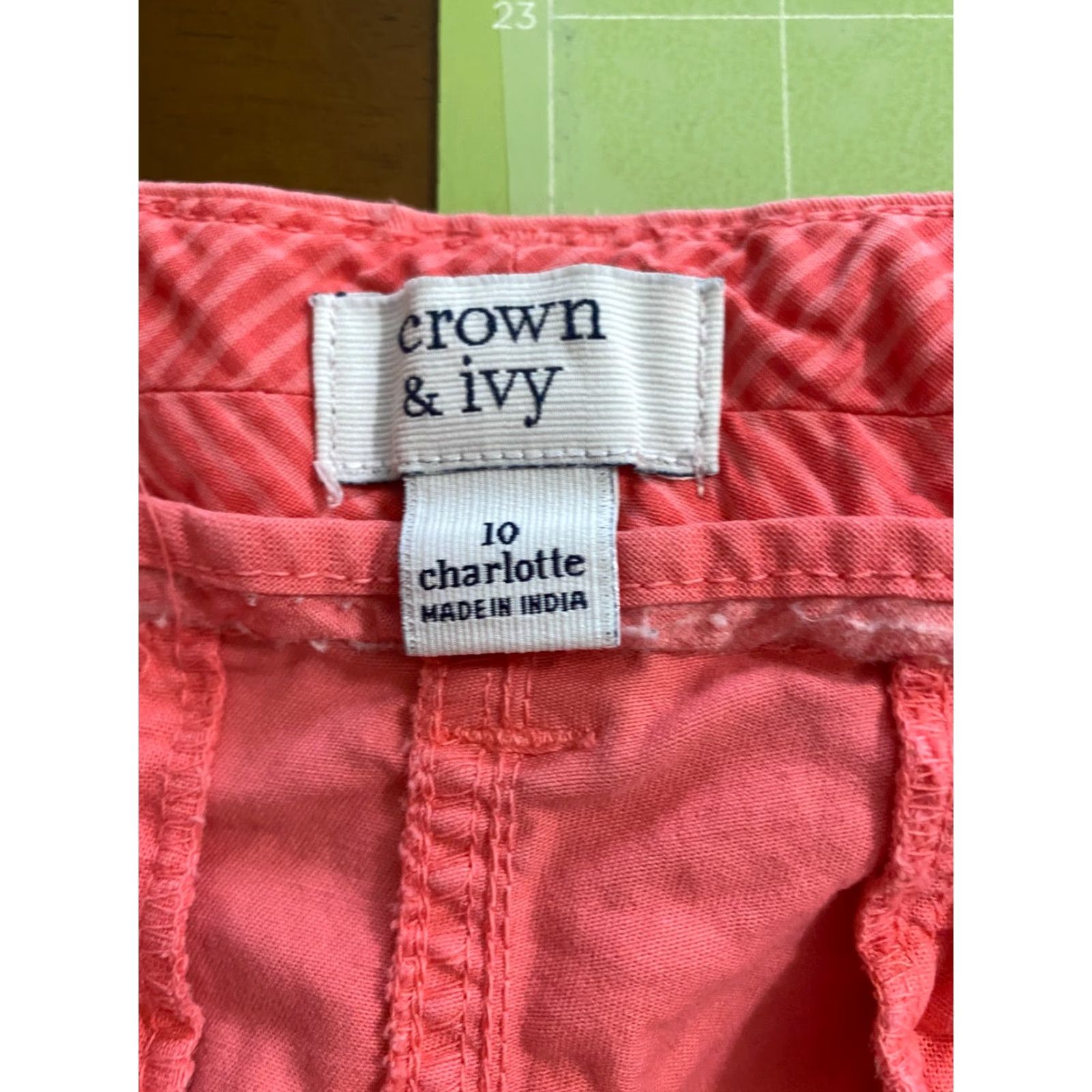 Vintage Crown & Ivy Womens Shorts Charlotte Peach Size 10 Chino Classic Casual Mid Rise Button Waist 34 Regular Womens Size 32" / US 10 / IT 46 - 3 Thumbnail