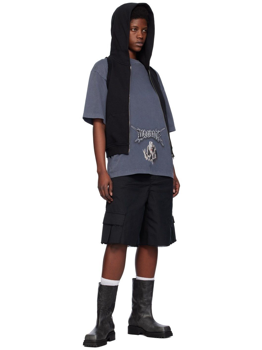 WE11DONE o1mris0824 Horro Print T-Shirt in Navy Size US S / EU 44-46 / 1 - 6 Thumbnail