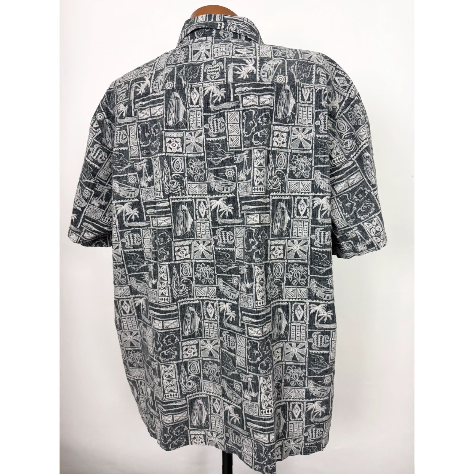 Vintage VINTAGE Falls Creek Hawaiian Shirt 2XL Button-Up Short Sleeve Cotton Geometric Tribal Black 90s Beach Hawaiian Mens Shirt Size US XXL / EU 58 / 5 - 6 Thumbnail