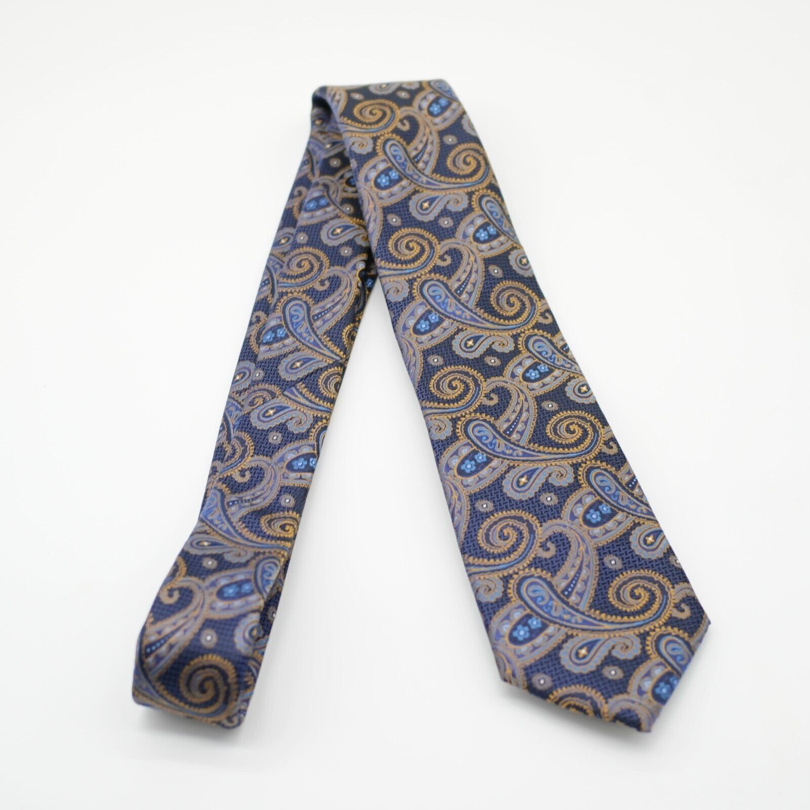 Jos. A. Bank Jos A Bank Signature Blue Brown Paisley Woven Silk Tie Size ONE SIZE - 7 Thumbnail