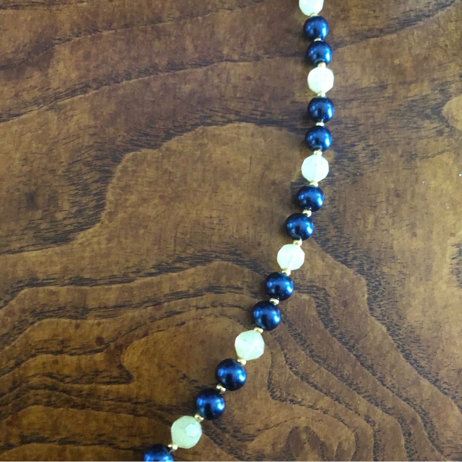 Handmade Handcrafted repurpose royal blue sailboat Pearl necklac Size ONE SIZE - 12 Thumbnail