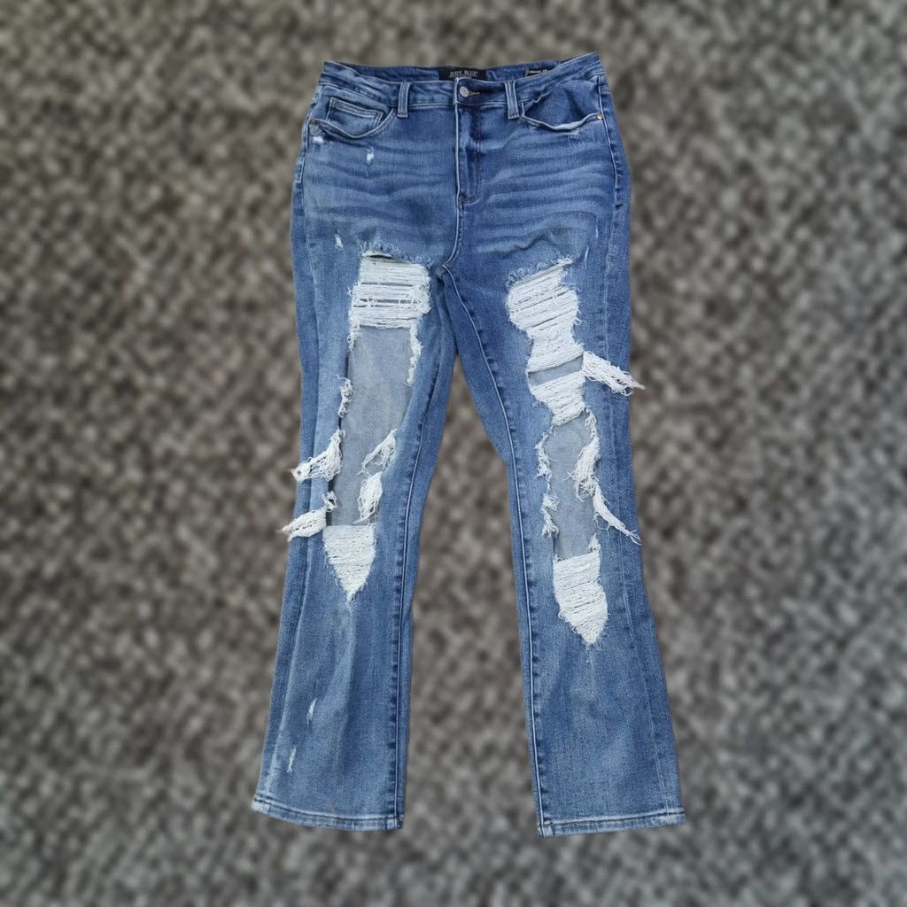 Vintage VINTAGE? No. Judy Blue High Rise Straight Leg Jeans Women's 13/31 Blue Stretch Denim Size 34" / US 12 / IT 48 - 1 Thumbnail