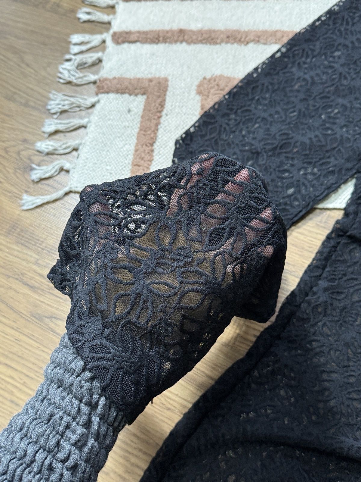 Japanese Brand × Vintage GUIPURE LACE RUCHES MESH FLARE PANTS Size 26" / US 2 / IT 38 - 5 Thumbnail