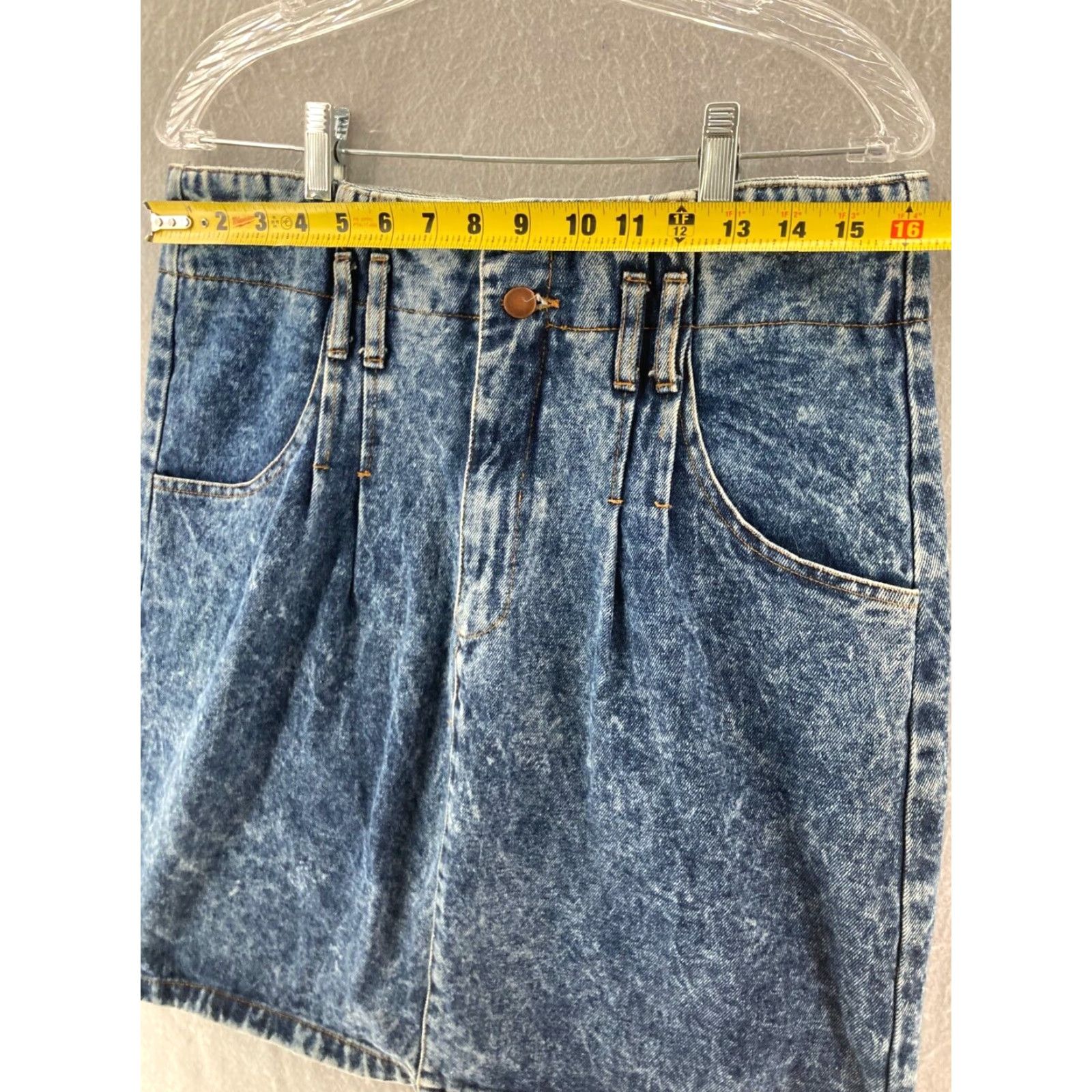 Denime VINTAGE Fragile Denim Skirt Womens 13 Blue Stonewashed A-Line 80s 90s Womens Size 34" / US 12 / IT 48 - 2 Thumbnail