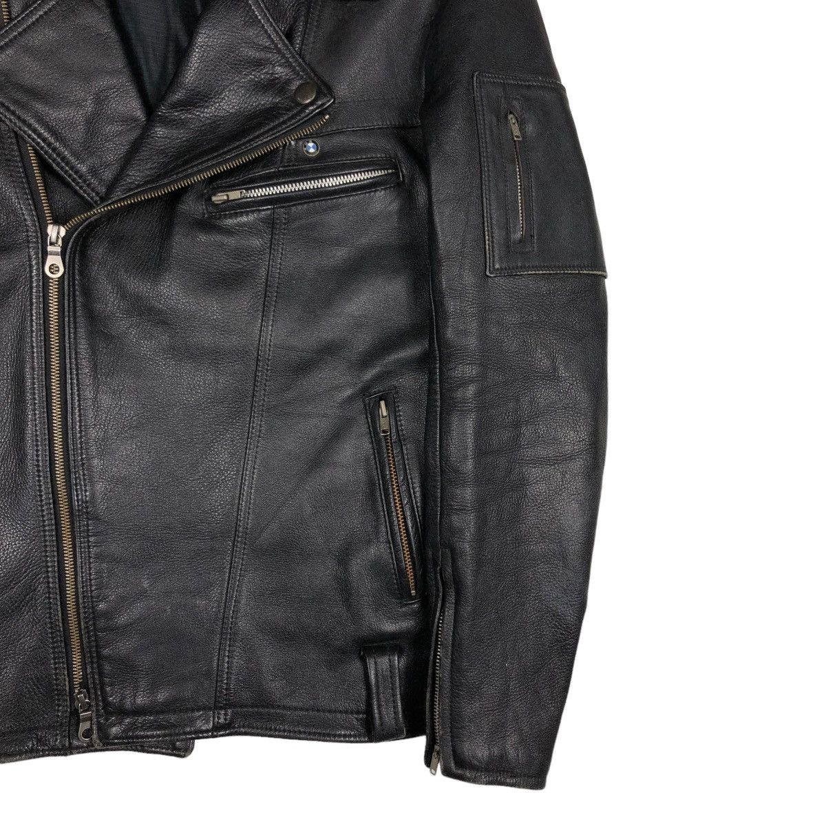 Japanese Brand 🔥VINTAGE LEATHER JACKET BIKER DOUBLE COLLAR ISSEY MIYAKE Size US M / EU 48-50 / 2 - 7 Thumbnail